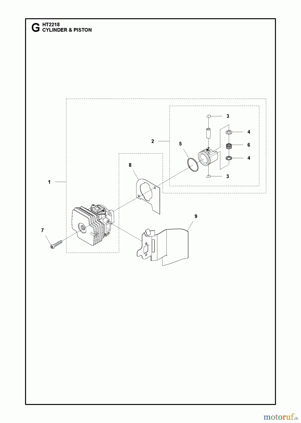 Jonsered Heckenscheren HT2218 - Jonsered Hedge Trimmer (2012-01) CYLINDER PISTON
