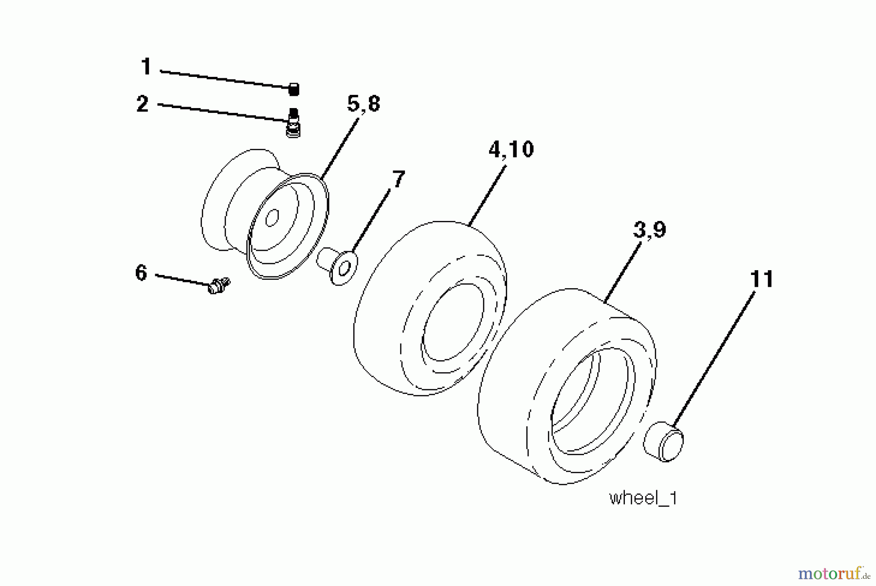 Jonsered Rasen und Garten Traktoren LT2113 CM (96061022406) - Jonsered Lawn & Garden Tractor (2011-09) WHEELS TIRES