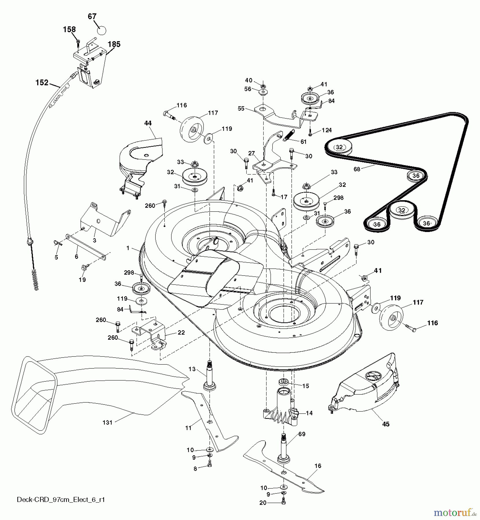 Jonsered Rasen und Garten Traktoren LT2113 CM (96061022406) - Jonsered Lawn & Garden Tractor (2011-09) MOWER DECK / CUTTING DECK
