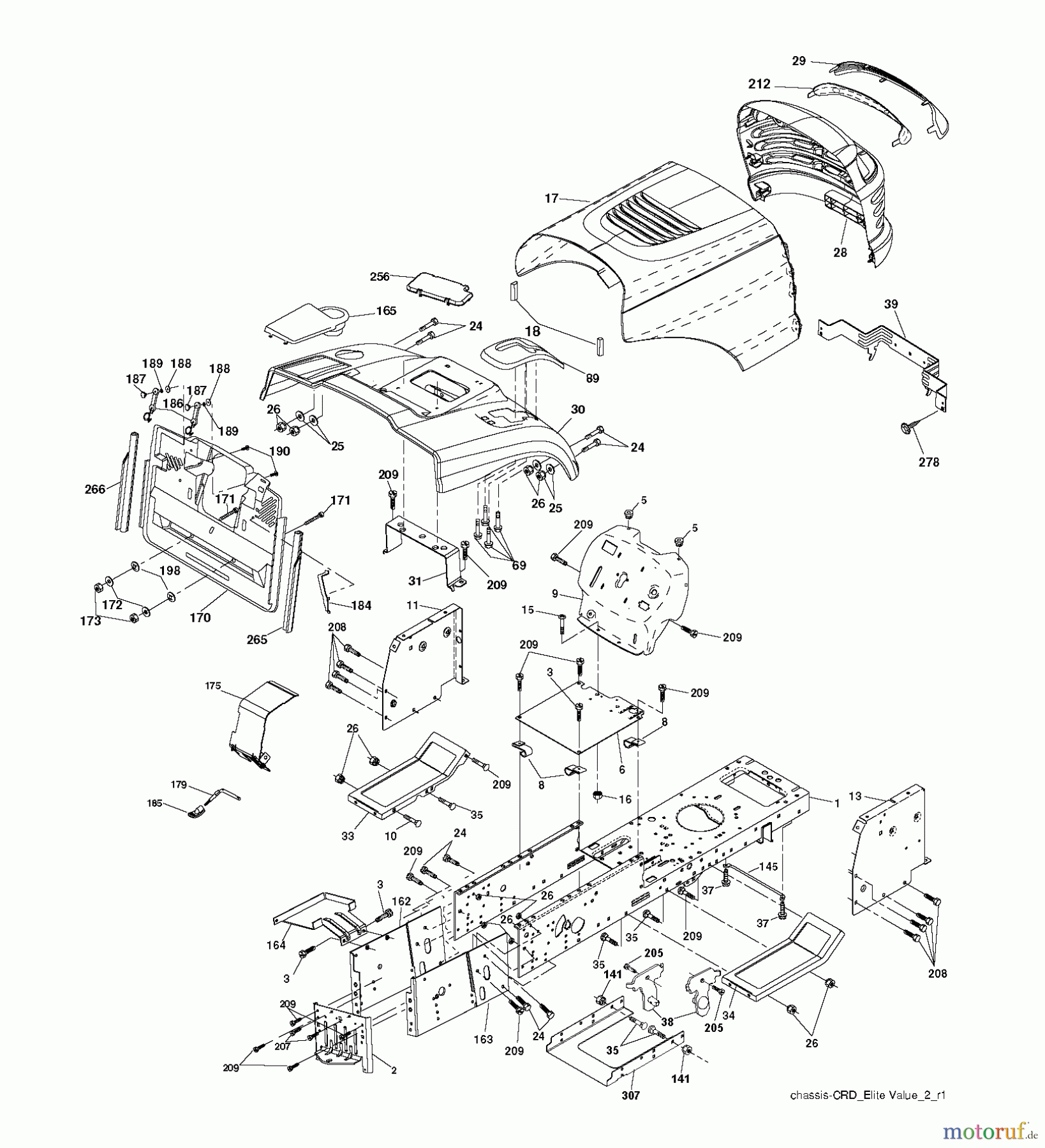 Jonsered Rasen und Garten Traktoren LT2113 CM (96061022501) - Jonsered Lawn & Garden Tractor (2008-09) CHASSIS ENCLOSURES