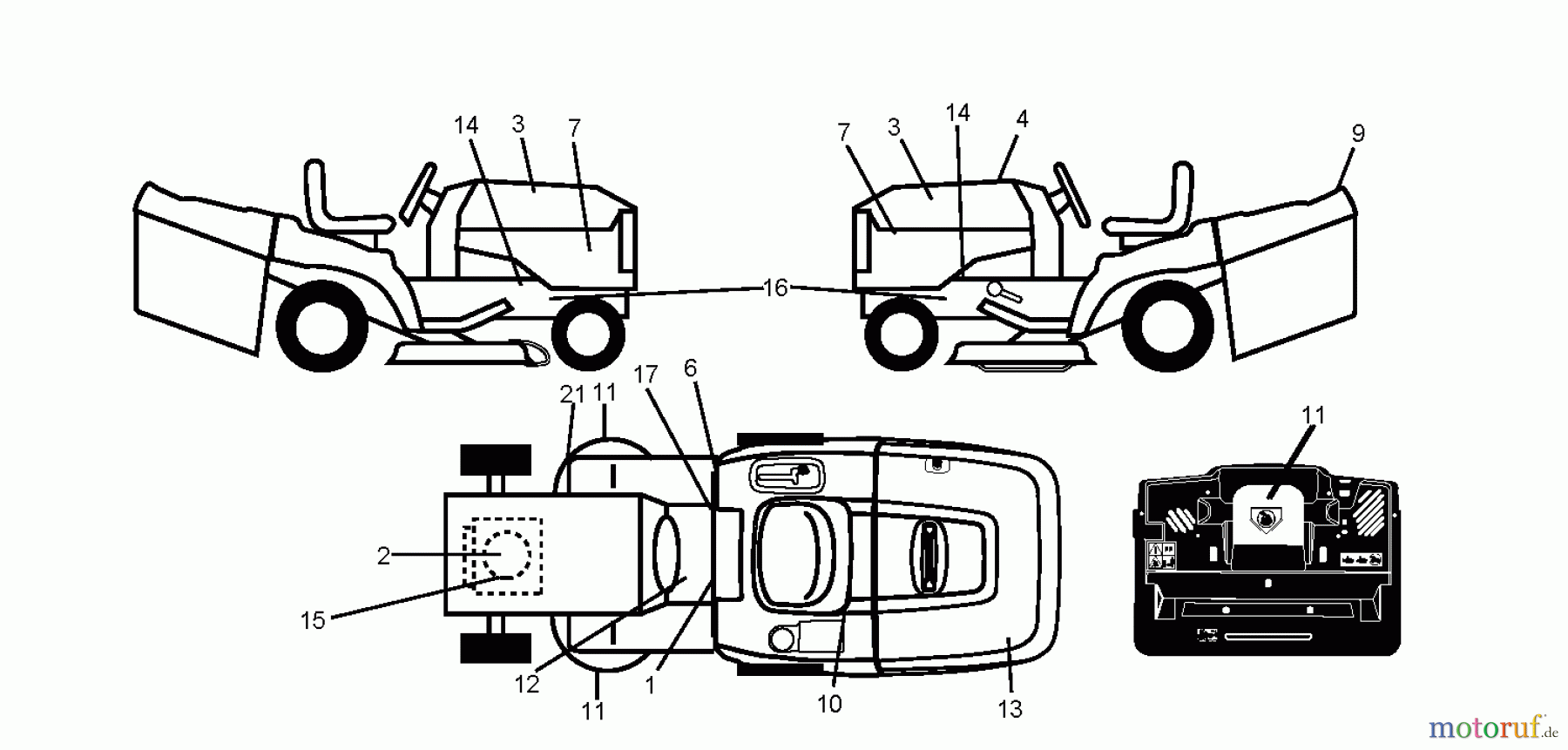 Jonsered Rasen und Garten Traktoren LT2113 CM (96061022501) - Jonsered Lawn & Garden Tractor (2008-09) DECALS
