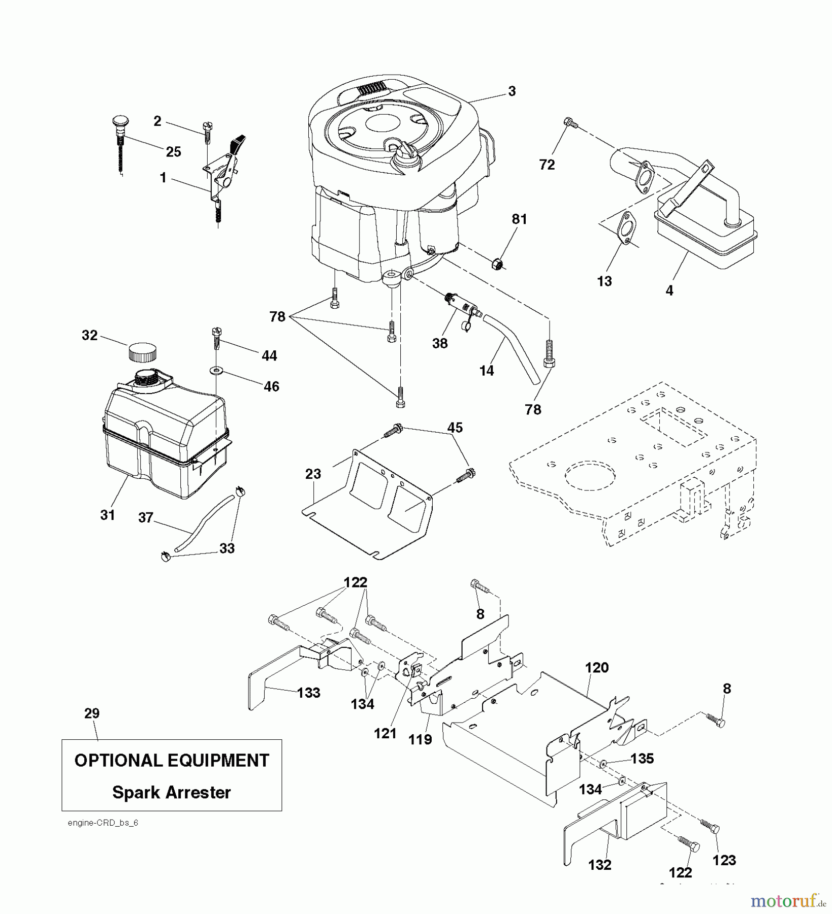 Jonsered Rasen und Garten Traktoren LT2113 CM (96061022501) - Jonsered Lawn & Garden Tractor (2008-09) ENGINE