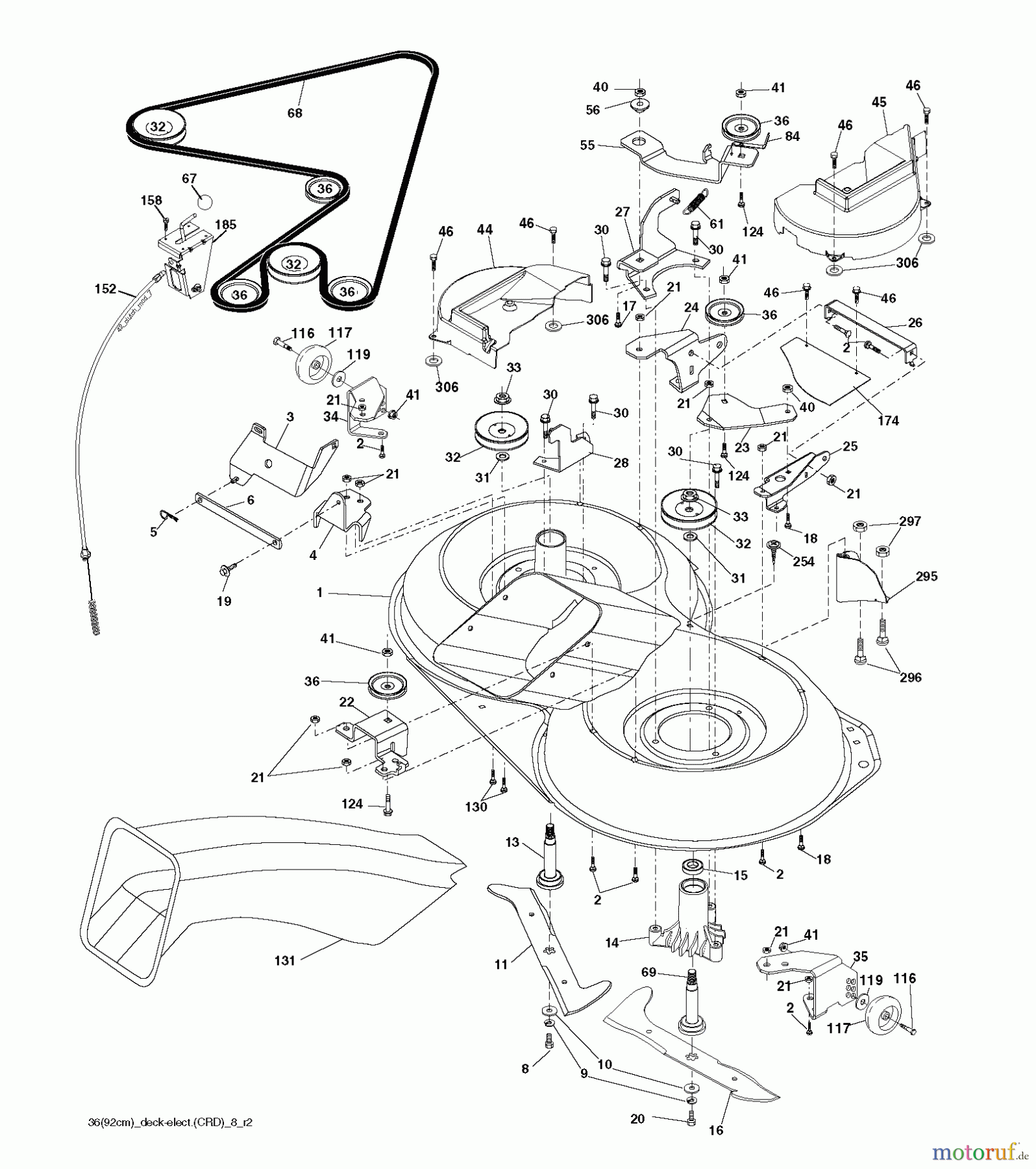 Jonsered Rasen und Garten Traktoren LT2113 CM (96061022501) - Jonsered Lawn & Garden Tractor (2008-09) MOWER DECK / CUTTING DECK