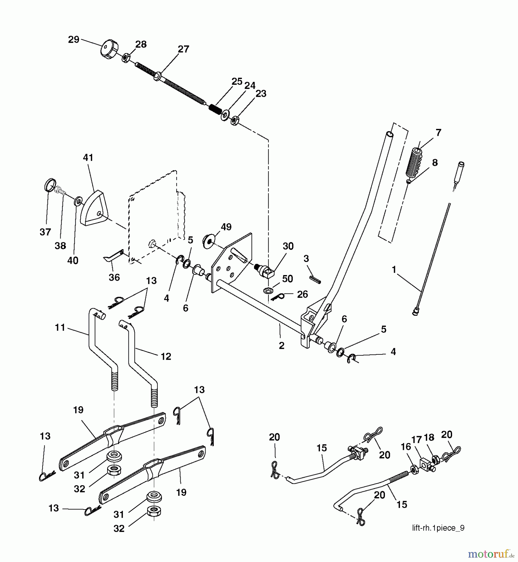 Jonsered Rasen und Garten Traktoren LT2113 CM (96061022501) - Jonsered Lawn & Garden Tractor (2008-09) MOWER LIFT / DECK LIFT