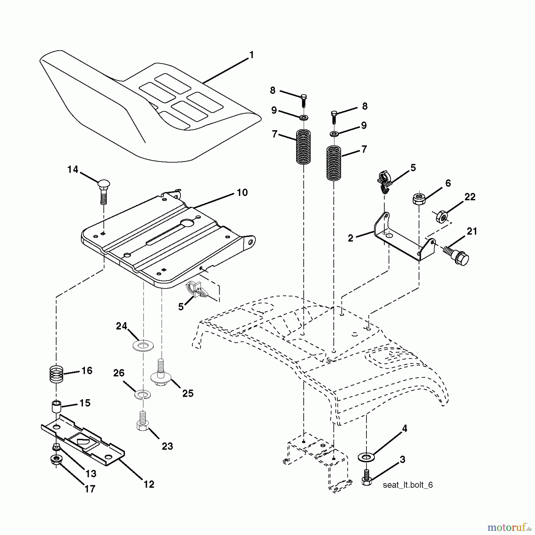Jonsered Rasen und Garten Traktoren LT2113 CM (96061022501) - Jonsered Lawn & Garden Tractor (2008-09) SEAT