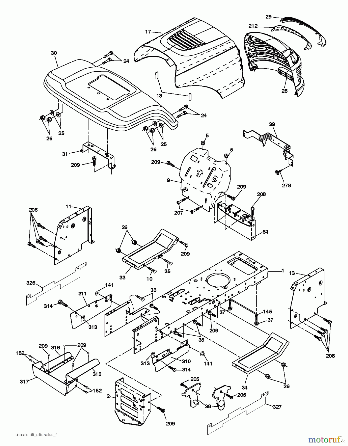 Jonsered Rasen und Garten Traktoren LT2114 (96011029300) - Jonsered Lawn & Garden Tractor (2010-11) CHASSIS ENCLOSURES