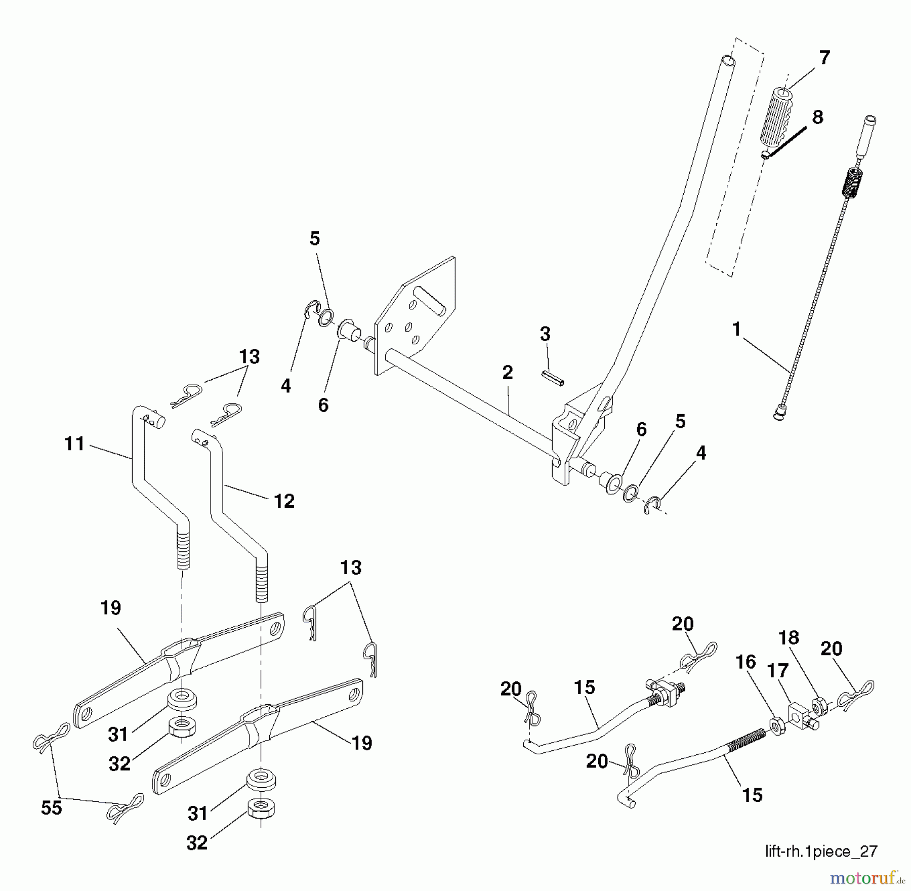 Jonsered Rasen und Garten Traktoren LT2114 (96011029300) - Jonsered Lawn & Garden Tractor (2010-11) MOWER LIFT / DECK LIFT