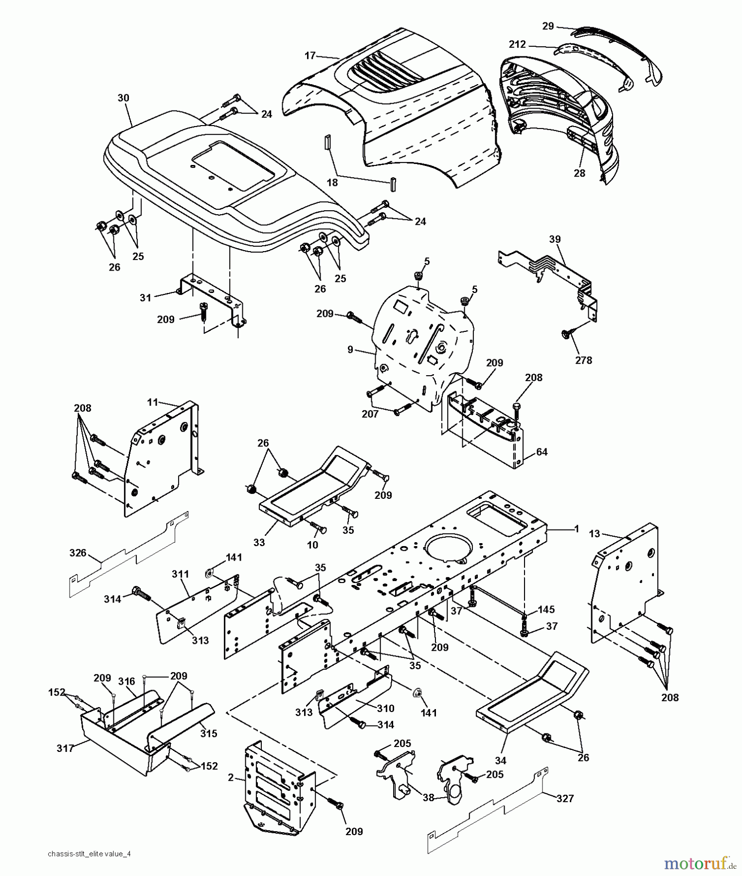  Jonsered Rasen  und Garten Traktoren LT2114 (96011029302) - Jonsered Lawn & Garden Tractor (2011-10) CHASSIS ENCLOSURES