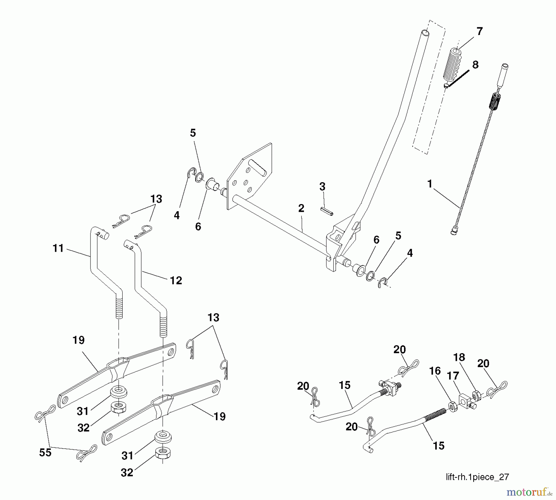 Jonsered Rasen und Garten Traktoren LT2114 (96011029302) - Jonsered Lawn & Garden Tractor (2011-10) MOWER LIFT / DECK LIFT