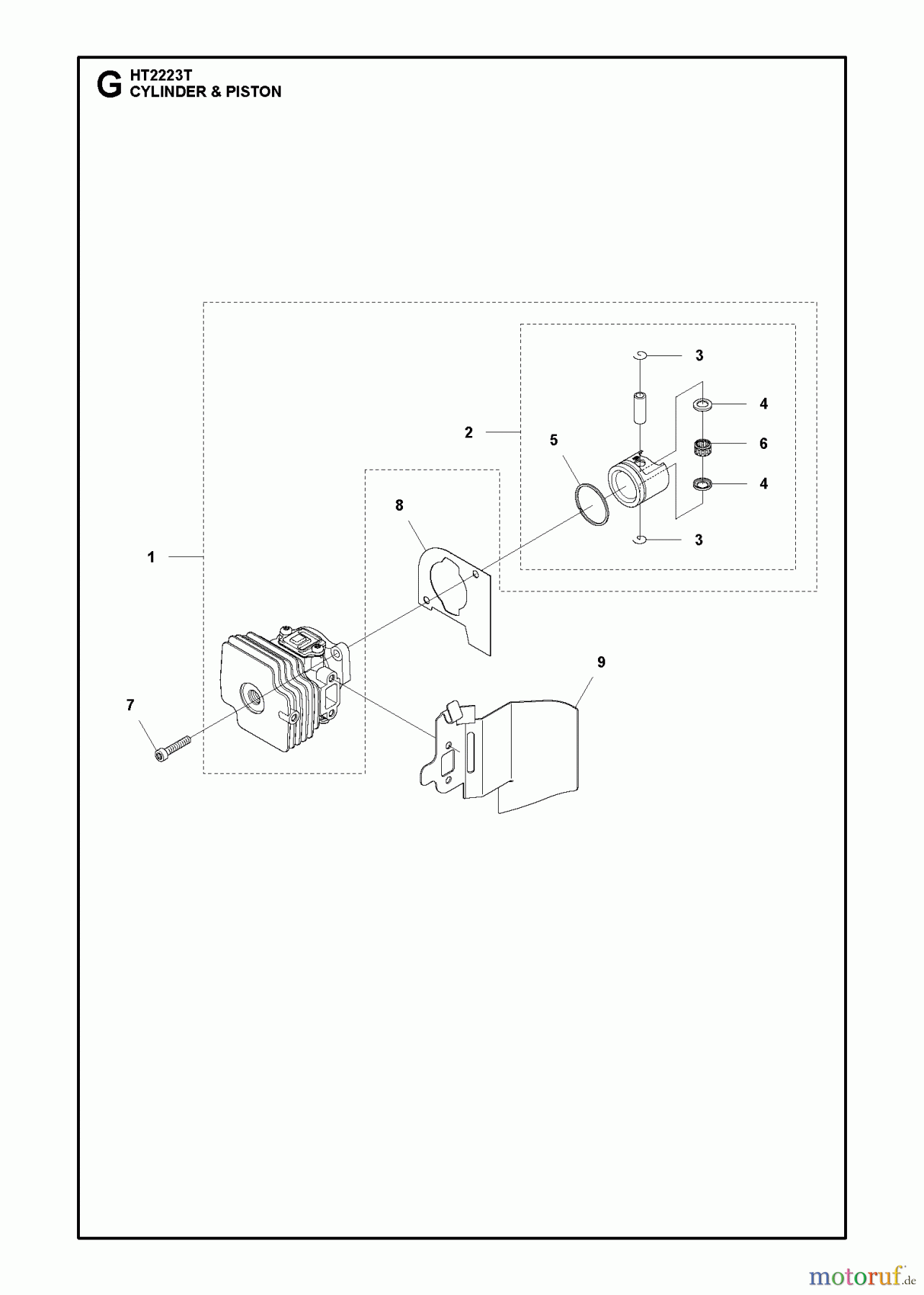 Jonsered Heckenscheren HT2223T - Jonsered Hedge Trimmer (2012-01) CYLINDER PISTON