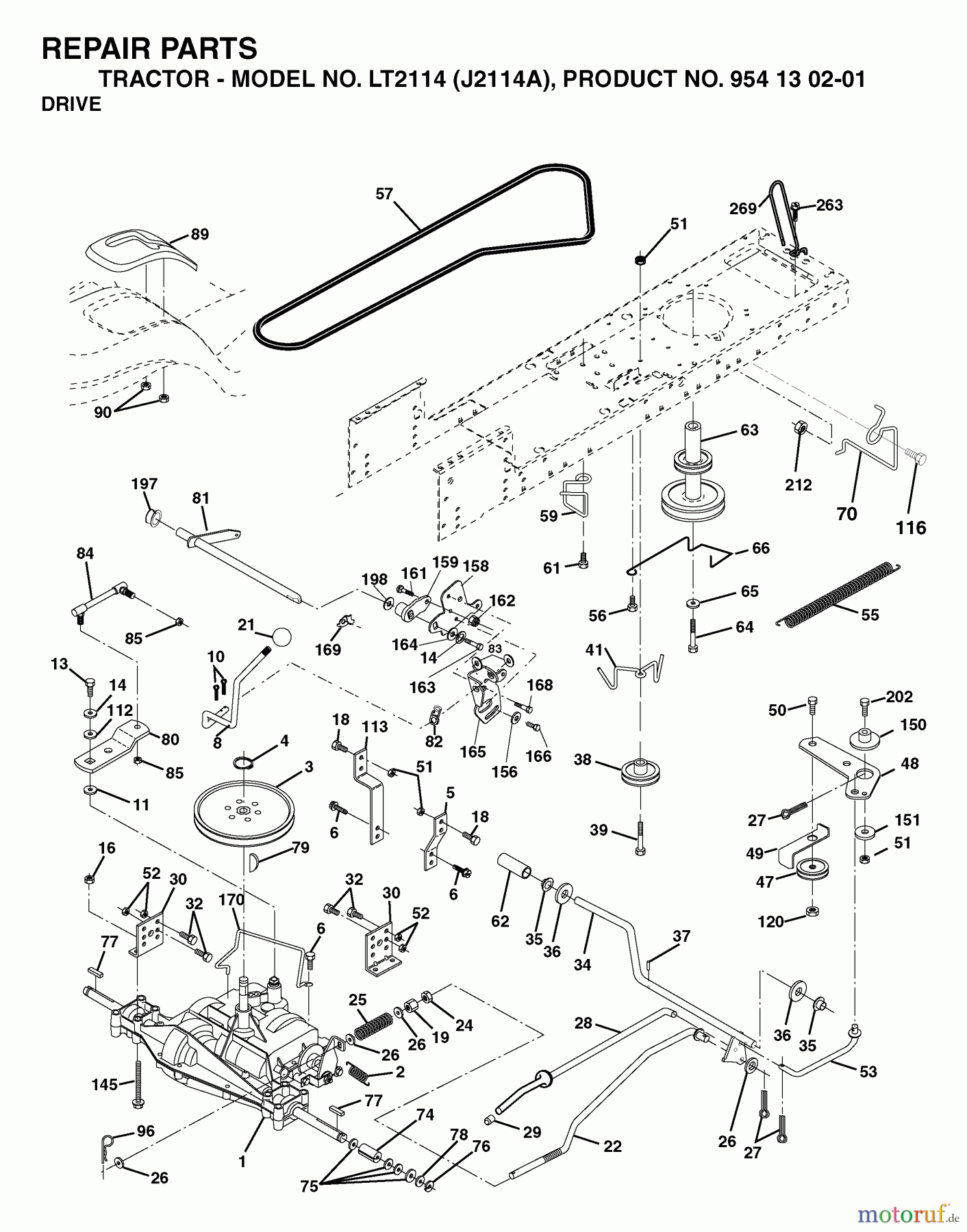 Jonsered Rasen und Garten Traktoren LT2114 (J2114A, 954130201) - Jonsered Lawn & Garden Tractor (2003-01) DRIVE