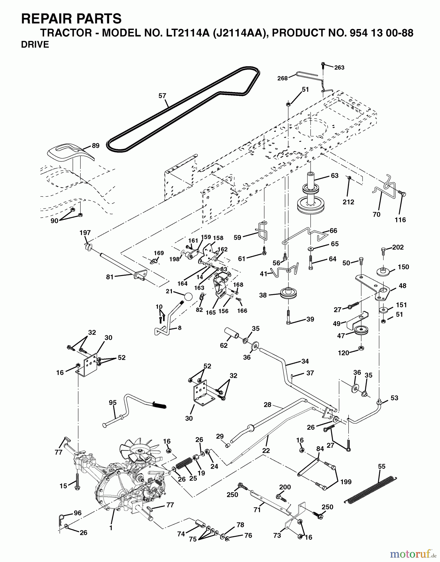  Jonsered Rasen  und Garten Traktoren LT2114 A (J2114AA, 954130088) - Jonsered Lawn & Garden Tractor (2003-01) DRIVE