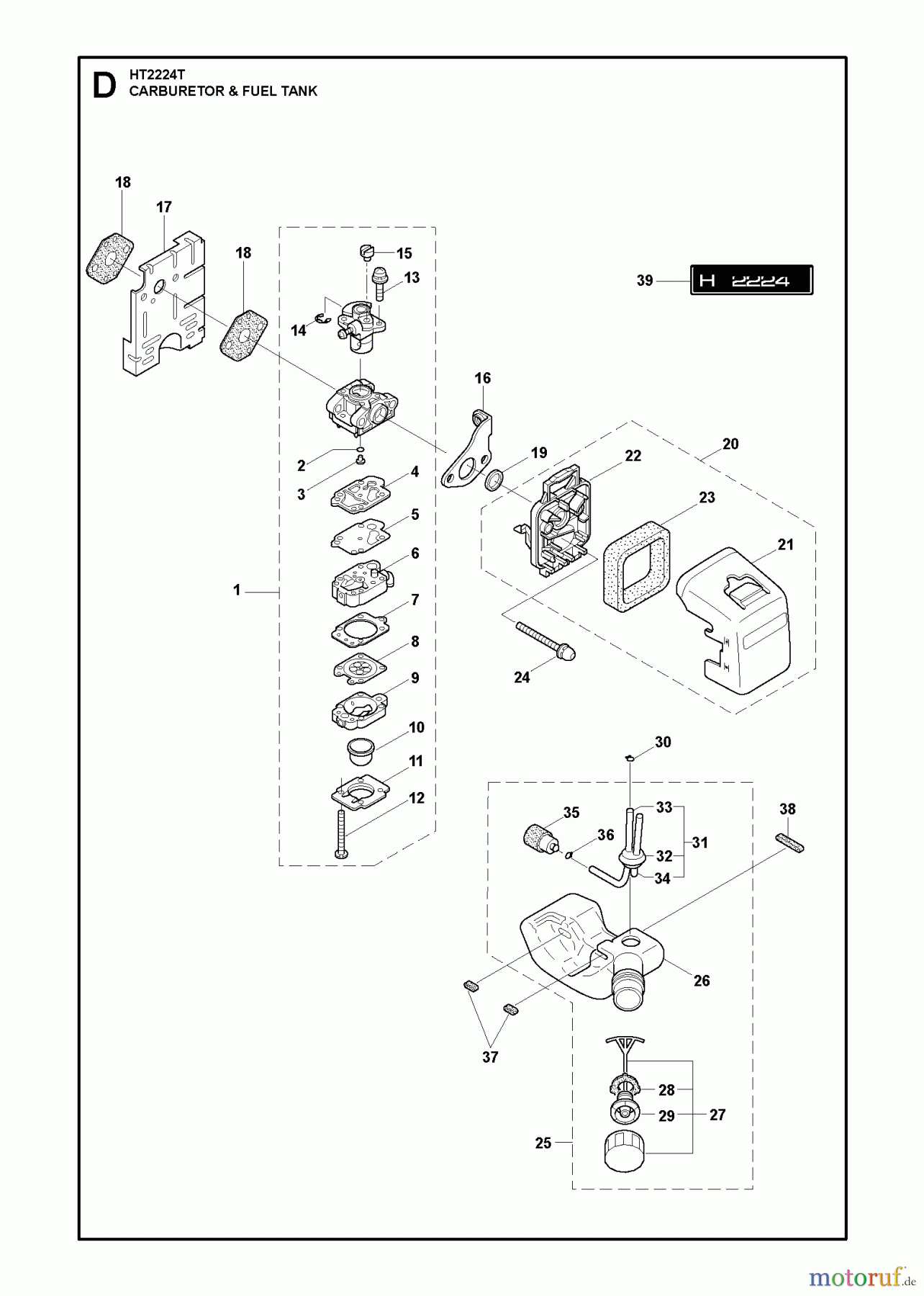 Jonsered Heckenscheren HT2224T - Jonsered Hedge Trimmer (2010-03) CARBURETOR
