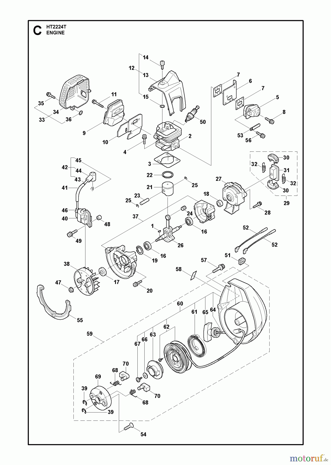 Jonsered Heckenscheren HT2224T - Jonsered Hedge Trimmer (2010-03) ENGINE