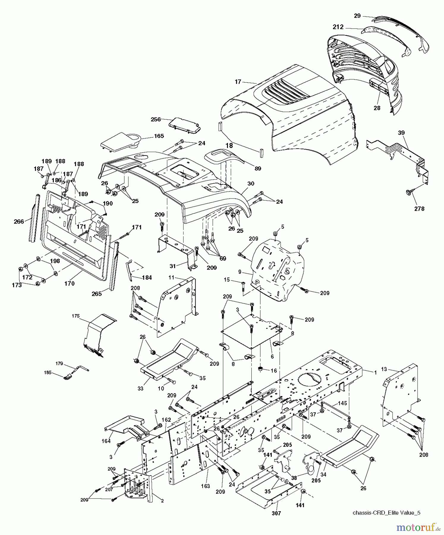 Jonsered Rasen und Garten Traktoren LT2114 CA (96061032002) - Jonsered Lawn & Garden Tractor (2012-08) CHASSIS ENCLOSURES