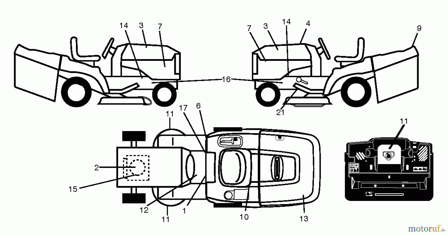 Jonsered Rasen und Garten Traktoren LT2114 CA (96061032002) - Jonsered Lawn & Garden Tractor (2012-08) DECALS