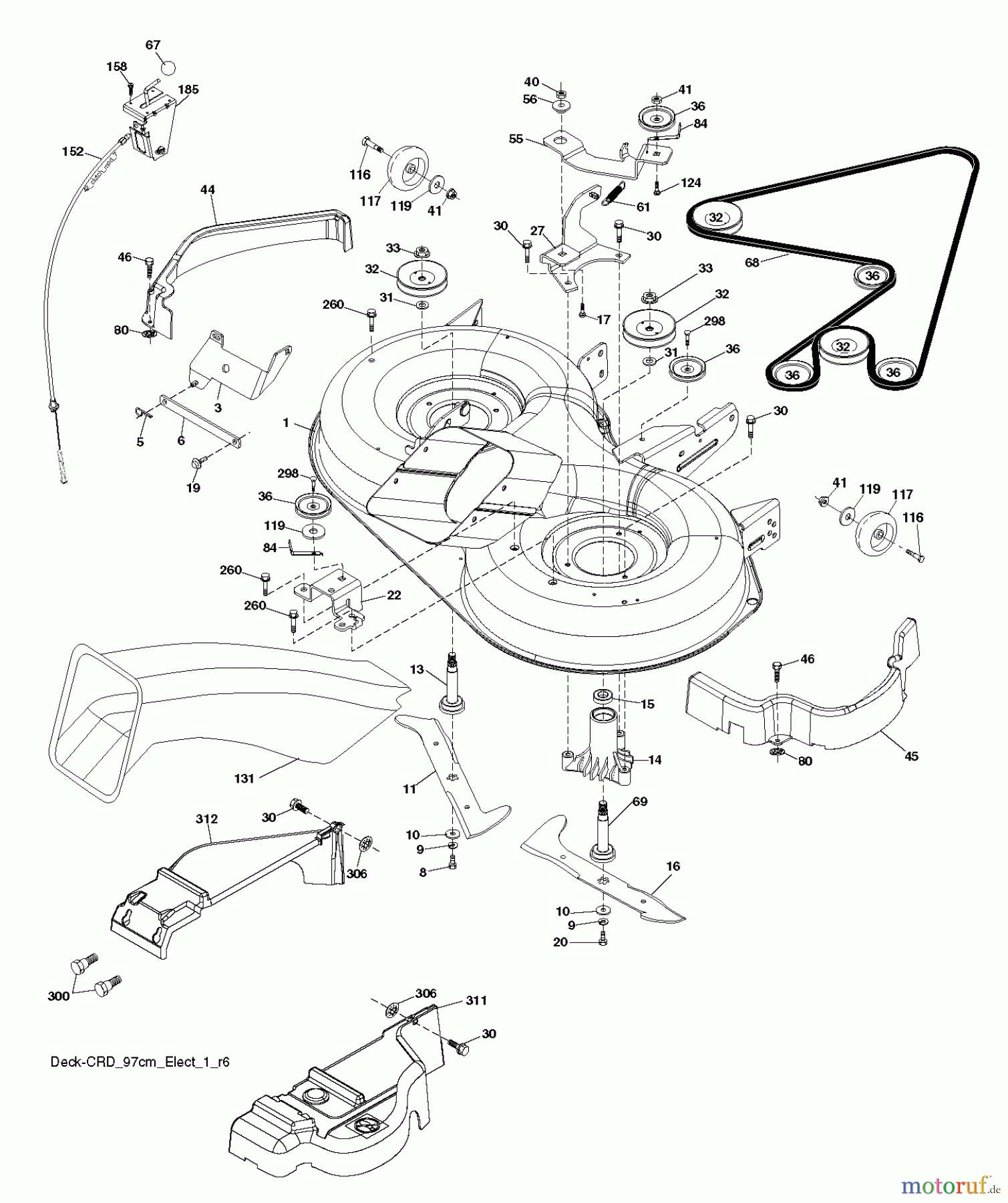 Jonsered Rasen und Garten Traktoren LT2114 CA (96061032002) - Jonsered Lawn & Garden Tractor (2012-08) MOWER DECK / CUTTING DECK