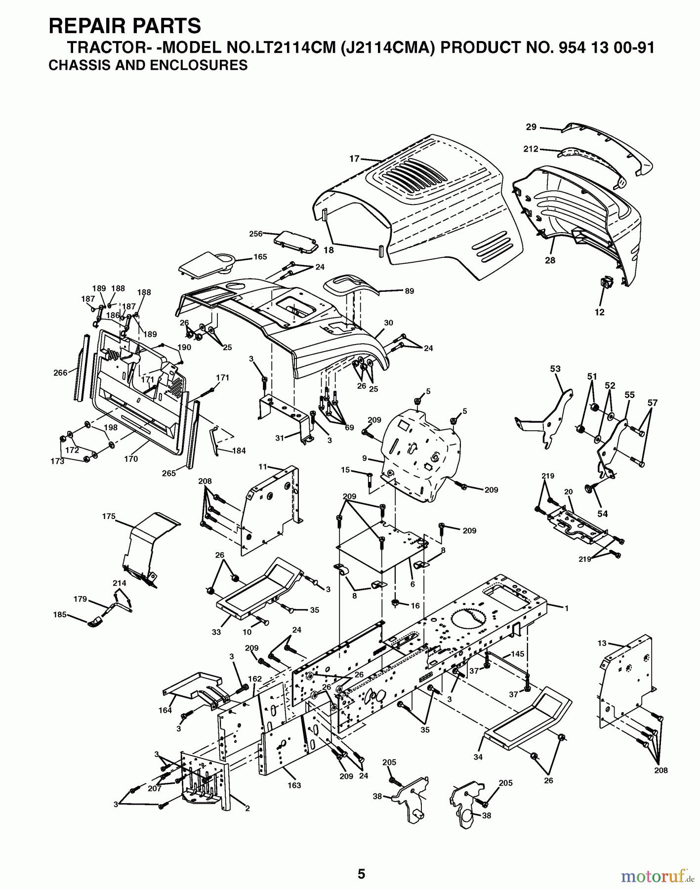 Jonsered Rasen und Garten Traktoren LT2114 CM (J2114CMA, 954130091) - Jonsered Lawn & Garden Tractor (2003-01) CHASSIS ENCLOSURES