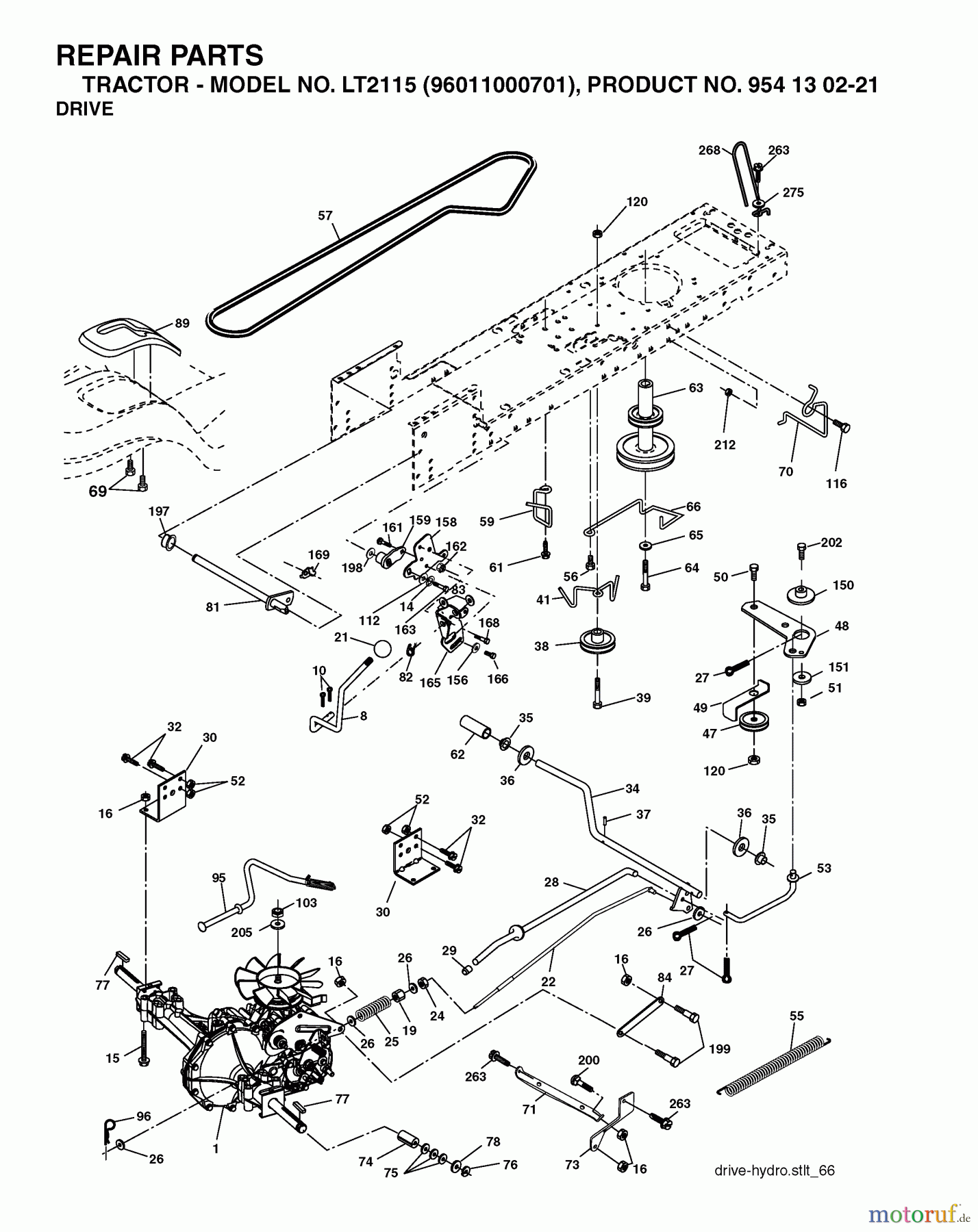 Jonsered Rasen und Garten Traktoren LT2115 (96011000701) - Jonsered Lawn & Garden Tractor (2005-04) DRIVE