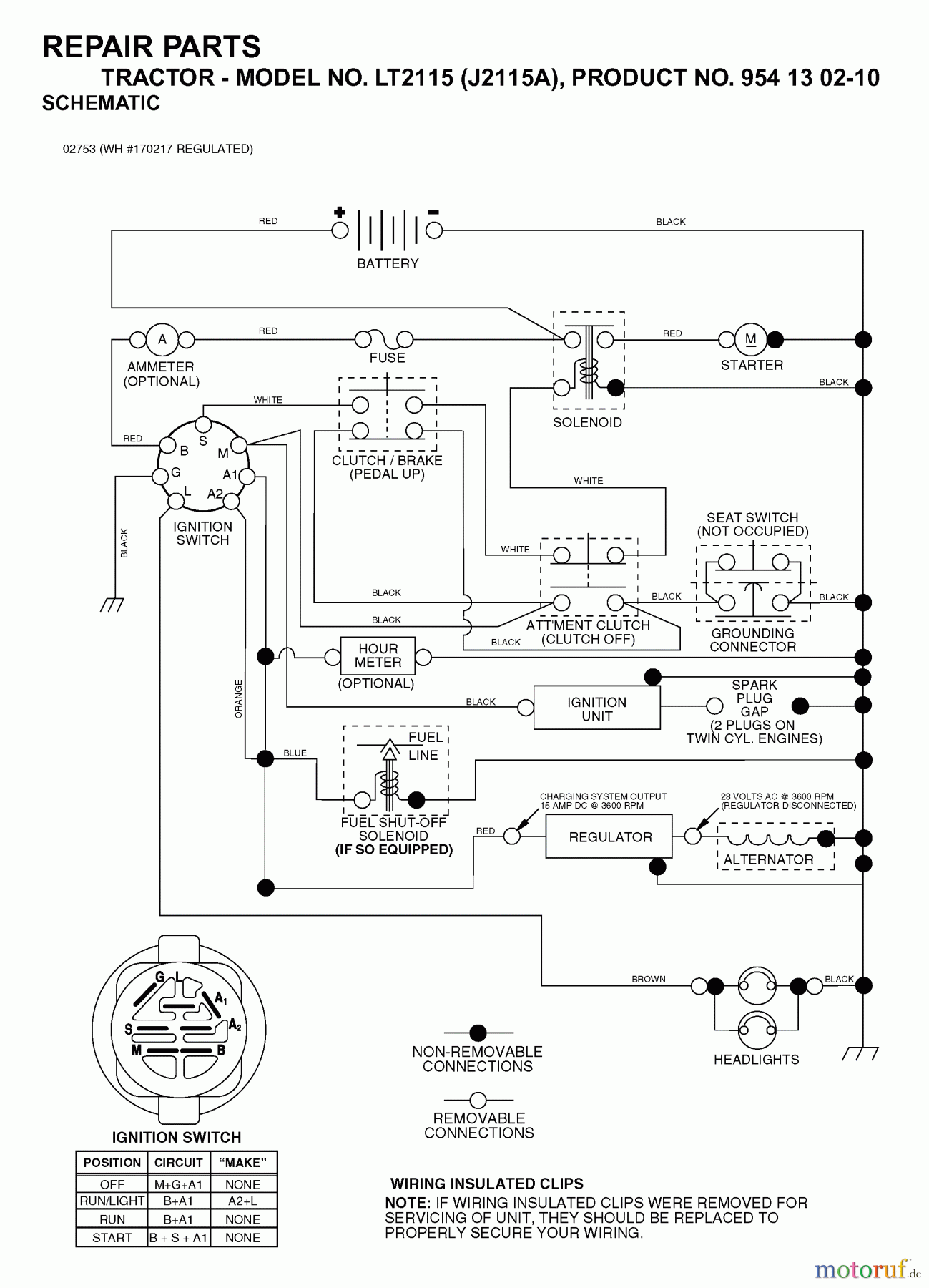  Jonsered Rasen  und Garten Traktoren LT2115 (J2115A, 954130210) - Jonsered Lawn & Garden Tractor (2004-01) SCHEMATIC