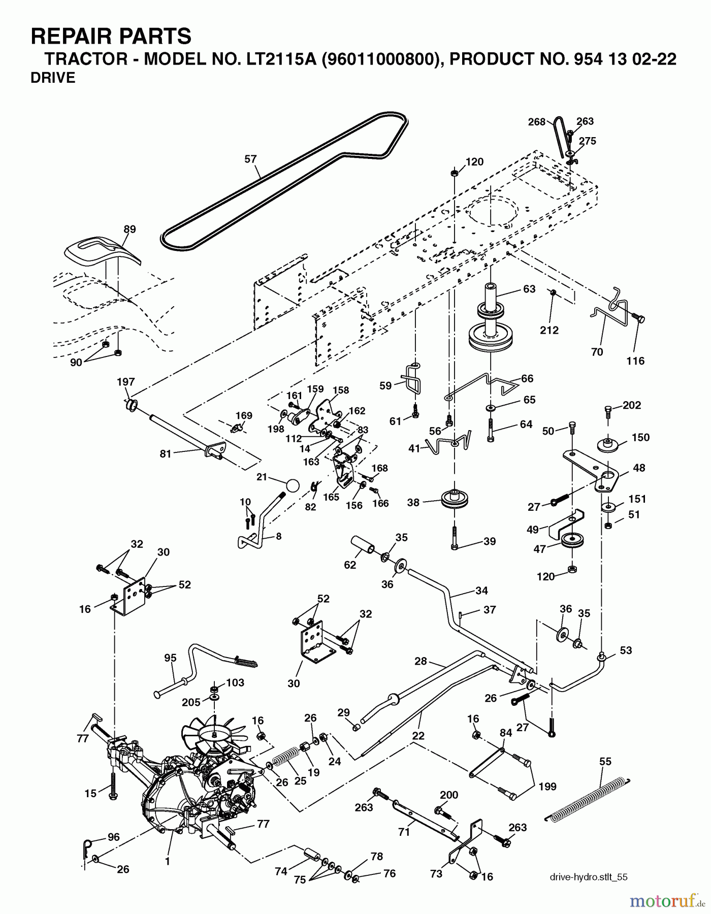 Jonsered Rasen und Garten Traktoren LT2115 A (96011000800) - Jonsered Lawn & Garden Tractor (2005-01) DRIVE