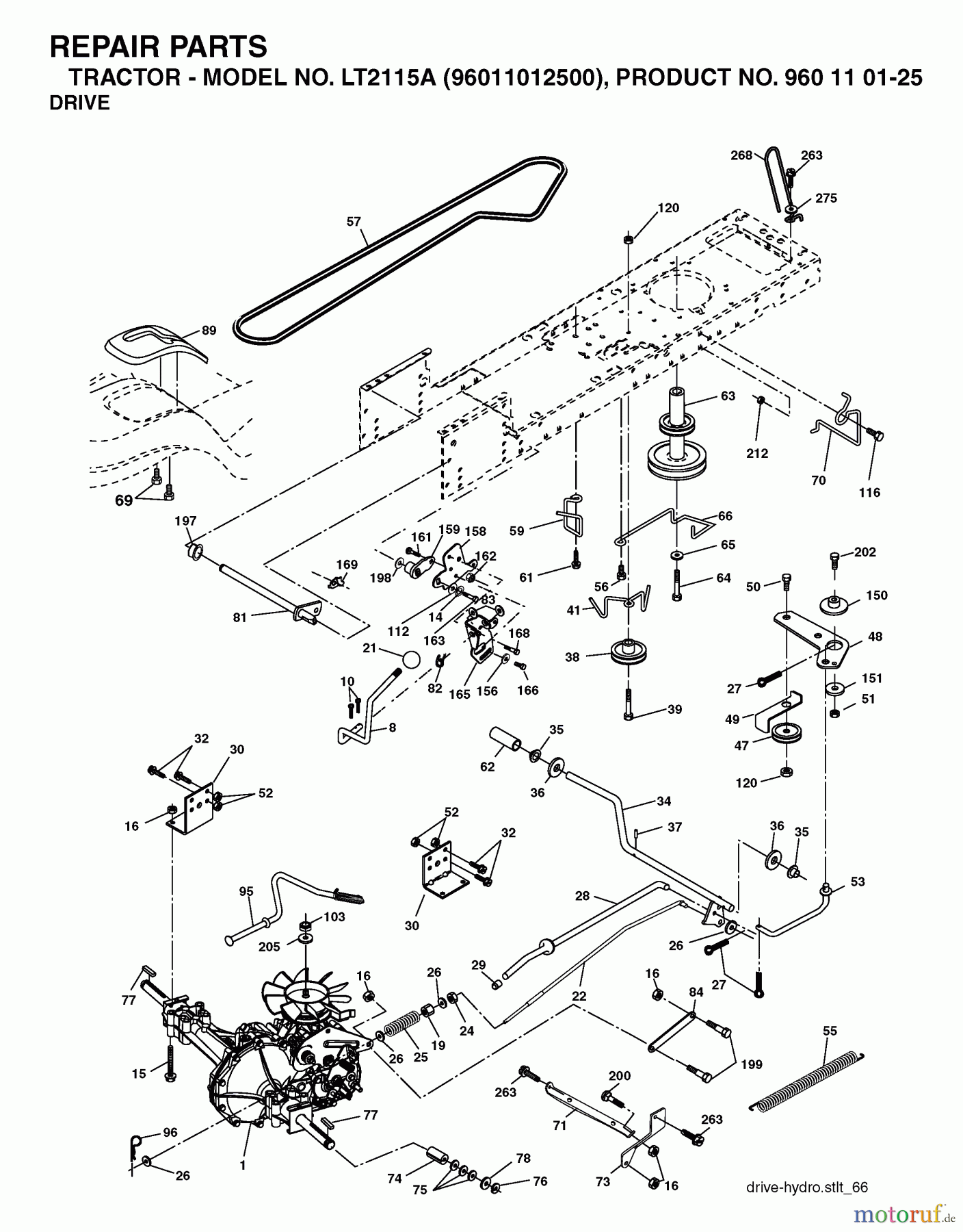  Jonsered Rasen  und Garten Traktoren LT2115 A (96011012500) - Jonsered Lawn & Garden Tractor (2006-01) DRIVE