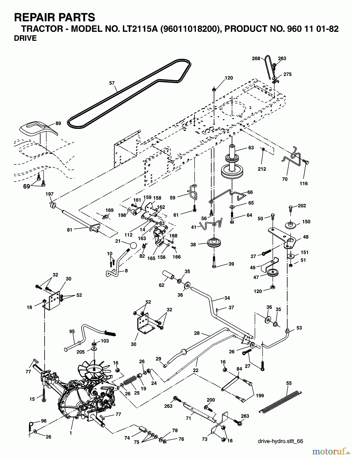  Jonsered Rasen  und Garten Traktoren LT2115 A (96011018200) - Jonsered Lawn & Garden Tractor (2006-03) DRIVE