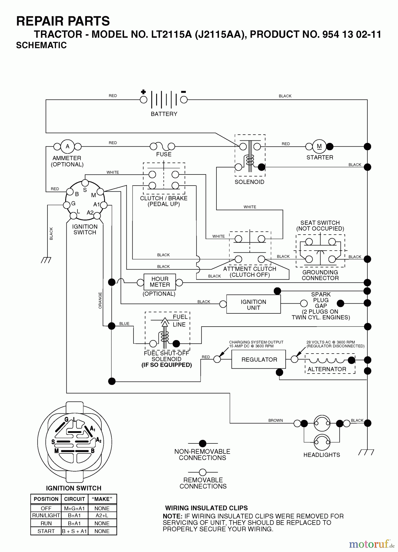  Jonsered Rasen  und Garten Traktoren LT2115 A (J2115AA, 954130211) - Jonsered Lawn & Garden Tractor (2004-01) SCHEMATIC