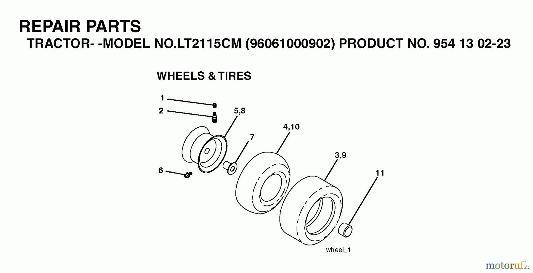 Jonsered Rasen und Garten Traktoren LT2115 CM (96061000902) - Jonsered Lawn & Garden Tractor (2005-05) WHEELS TIRES