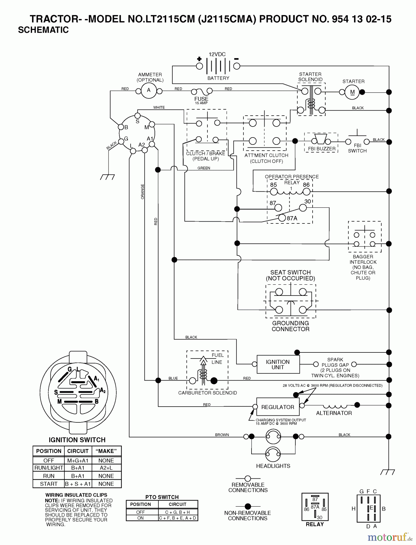 Jonsered Rasen und Garten Traktoren LT2115 CM (J2115CMA, 954130215) - Jonsered Lawn & Garden Tractor (2004-01) SCHEMATIC