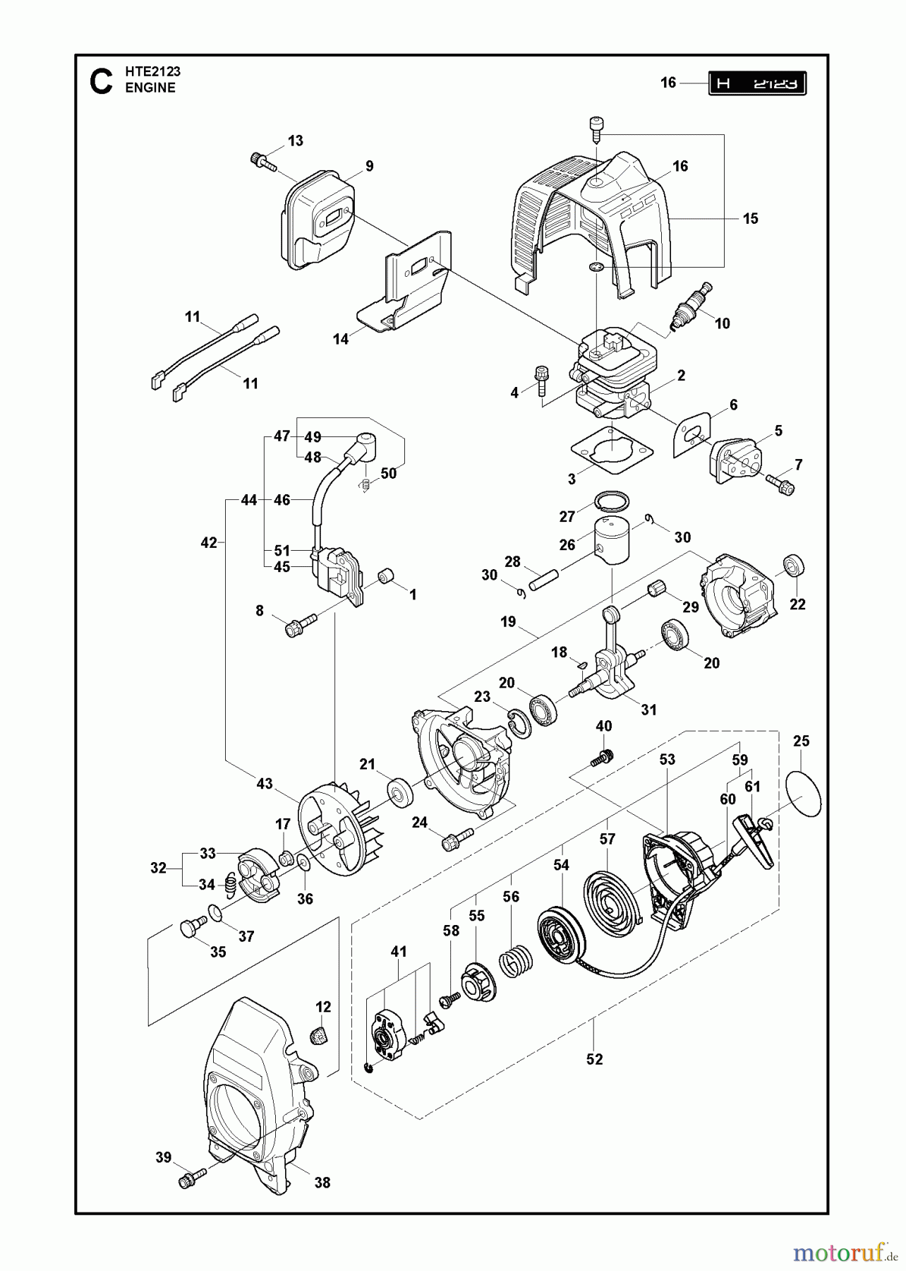 Jonsered Heckenscheren HTE2123 - Jonsered Hedge Trimmer (2010-03) ENGINE