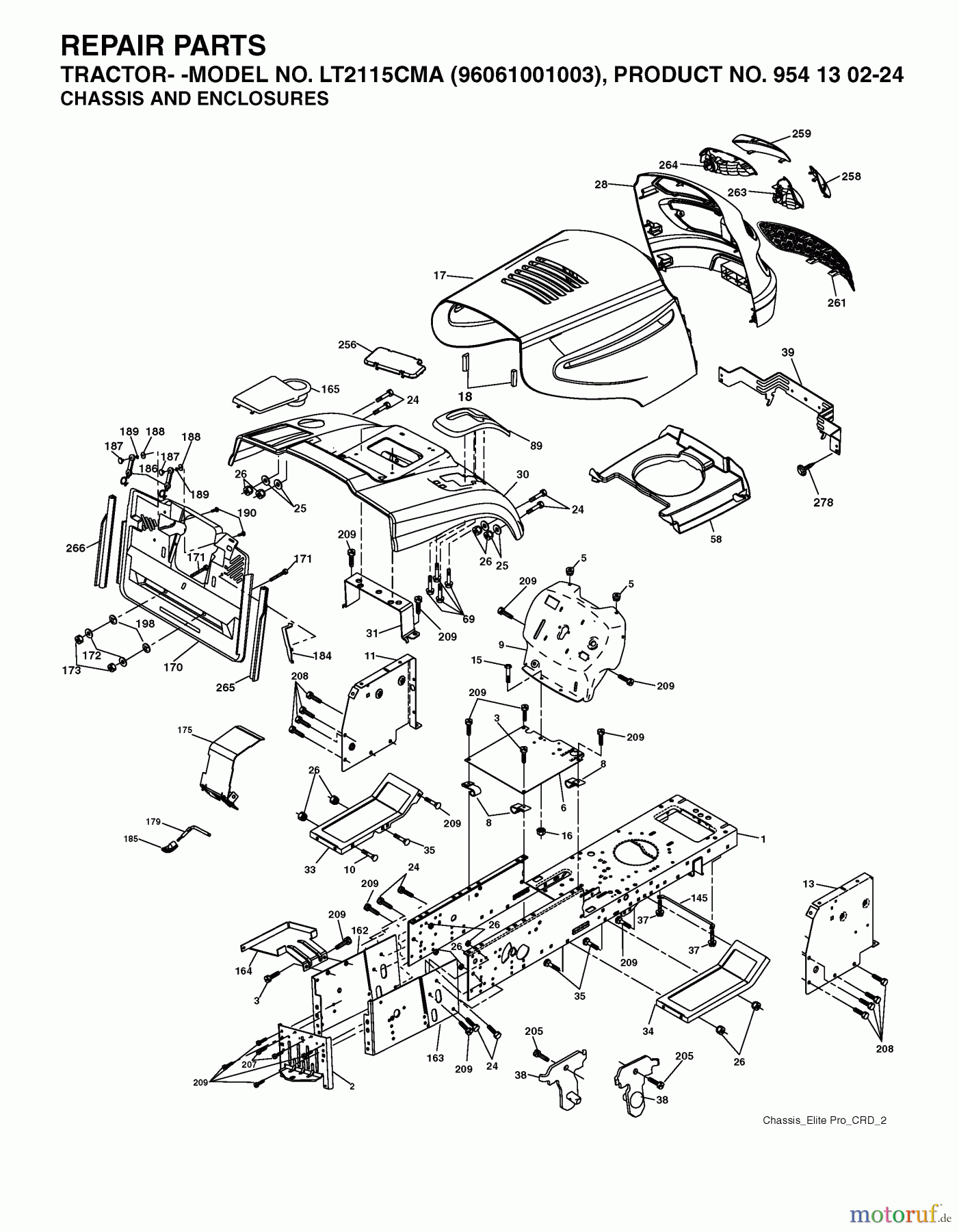 Jonsered Rasen und Garten Traktoren LT2115 CMA (96061001003) - Jonsered Lawn & Garden Tractor (2006-01) CHASSIS ENCLOSURES