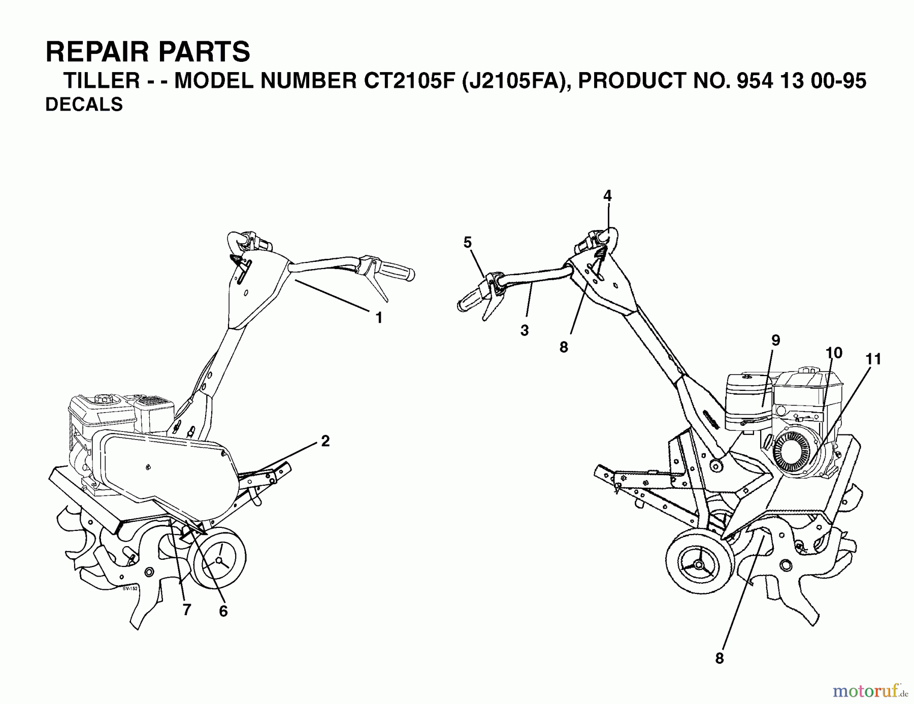 Jonsered Rasen und Garten Traktoren CT2105 (J2105FA, 954130095) - Jonsered Lawn & Garden Tractor (2003-01) DECALS