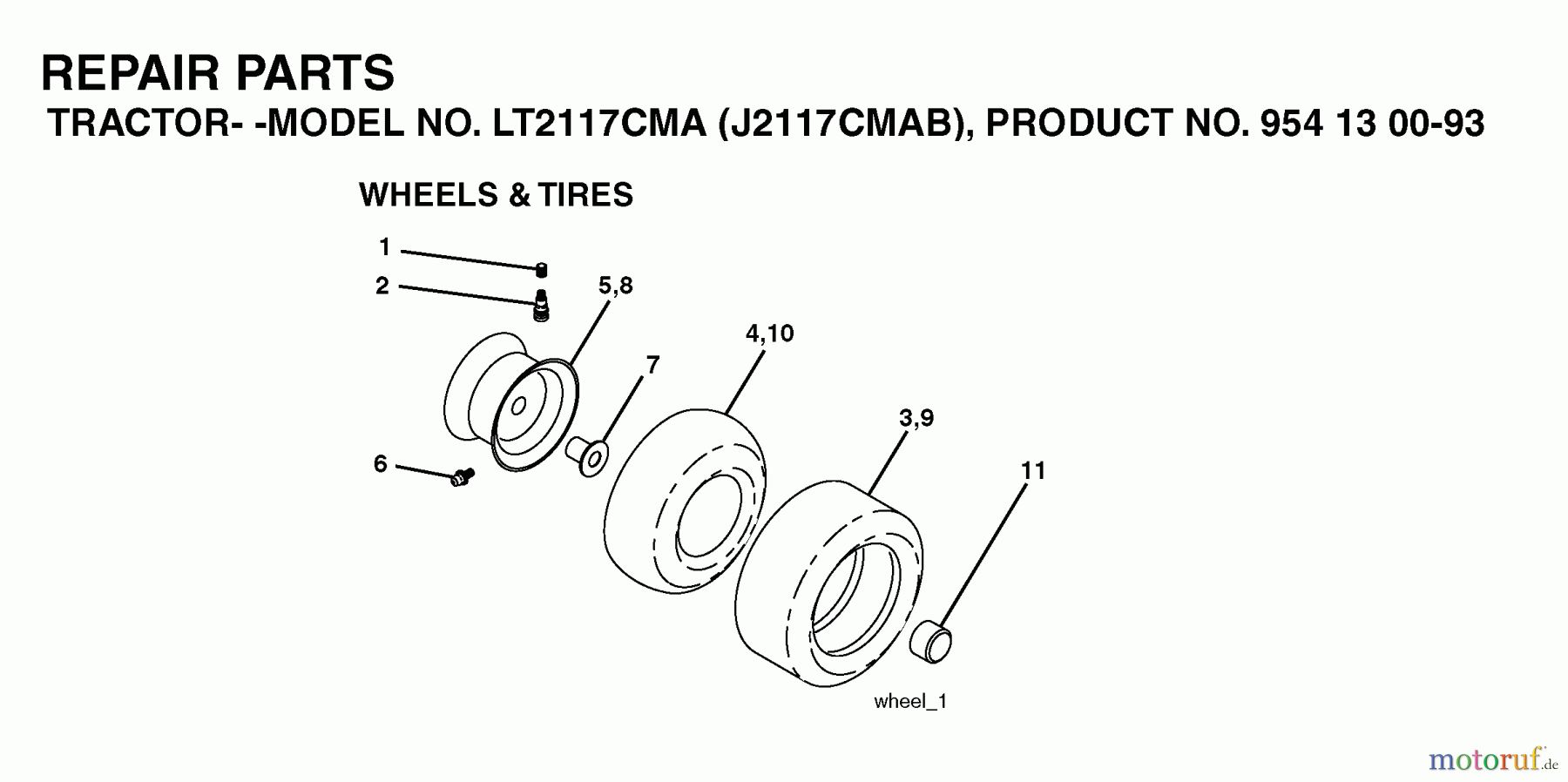 Jonsered Rasen  und Garten Traktoren LT2115 CMA (J2115CMAB, 954130093) - Jonsered Lawn & Garden Tractor (2004-06) WHEELS TIRES