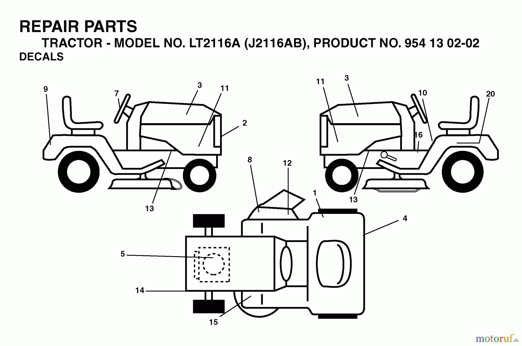 Jonsered Rasen und Garten Traktoren LT2116 A (J2116AB, 954130202) - Jonsered Lawn & Garden Tractor (2003-01) DECALS