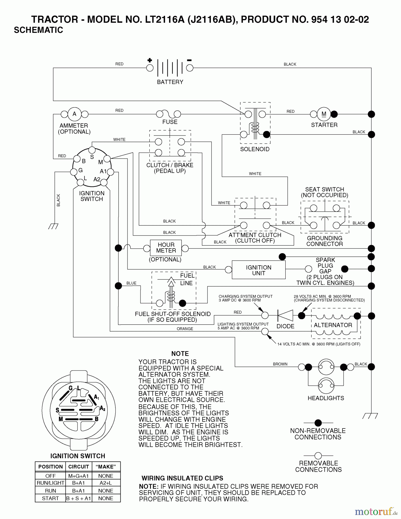 Jonsered Rasen und Garten Traktoren LT2116 A (J2116AB, 954130202) - Jonsered Lawn & Garden Tractor (2003-01) SCHEMATIC