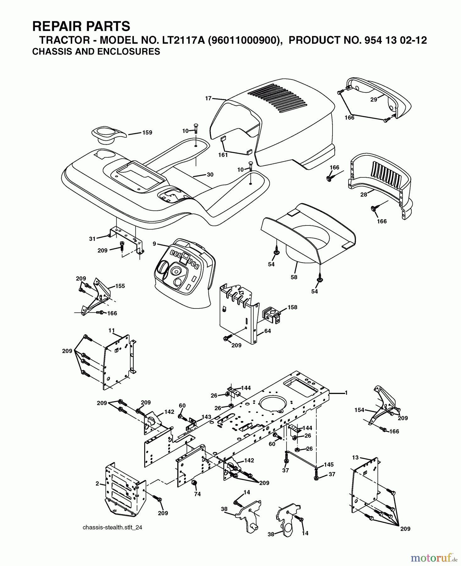 Jonsered Rasen und Garten Traktoren LT2117 A (96011000900) - Jonsered Lawn & Garden Tractor (2005-01) CHASSIS ENCLOSURES