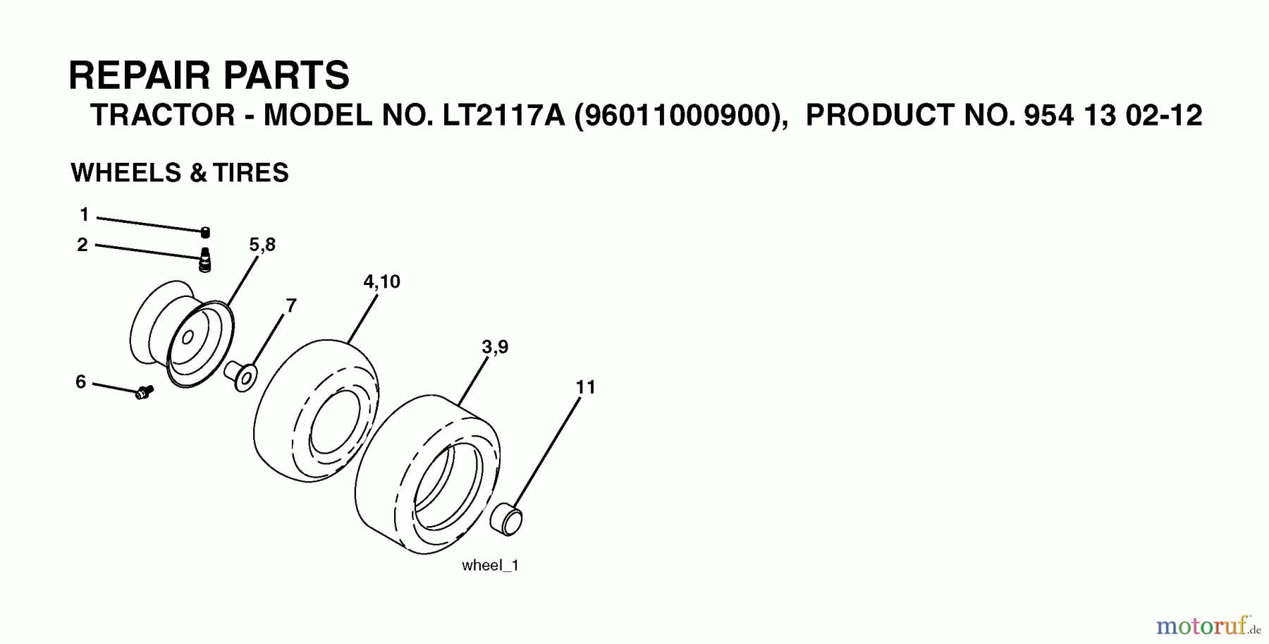  Jonsered Rasen  und Garten Traktoren LT2117 A (96011000900) - Jonsered Lawn & Garden Tractor (2005-01) WHEELS TIRES