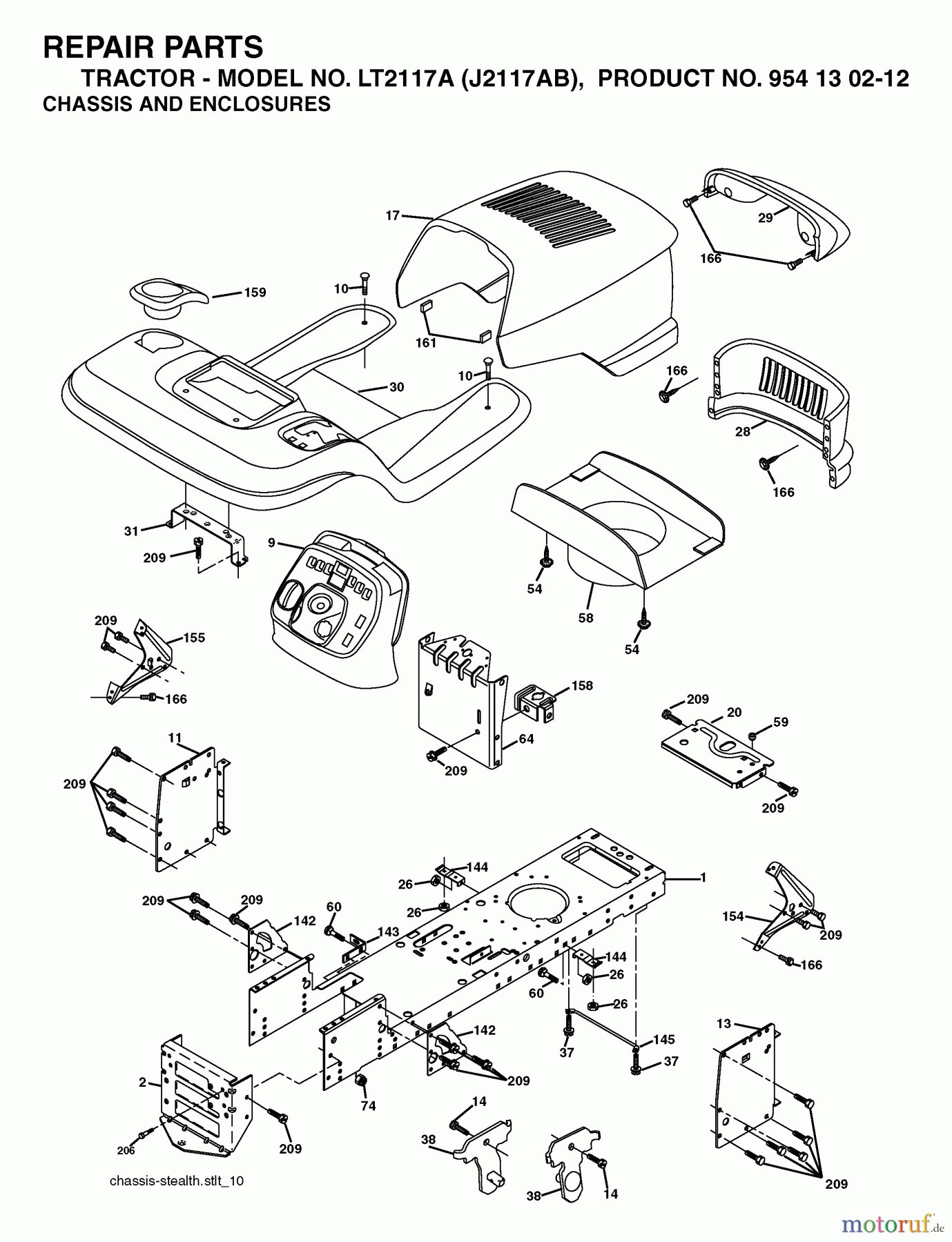 Jonsered Rasen und Garten Traktoren LT2117 A (J2117AB, 954130212) - Jonsered Lawn & Garden Tractor (2004-01) CHASSIS ENCLOSURES