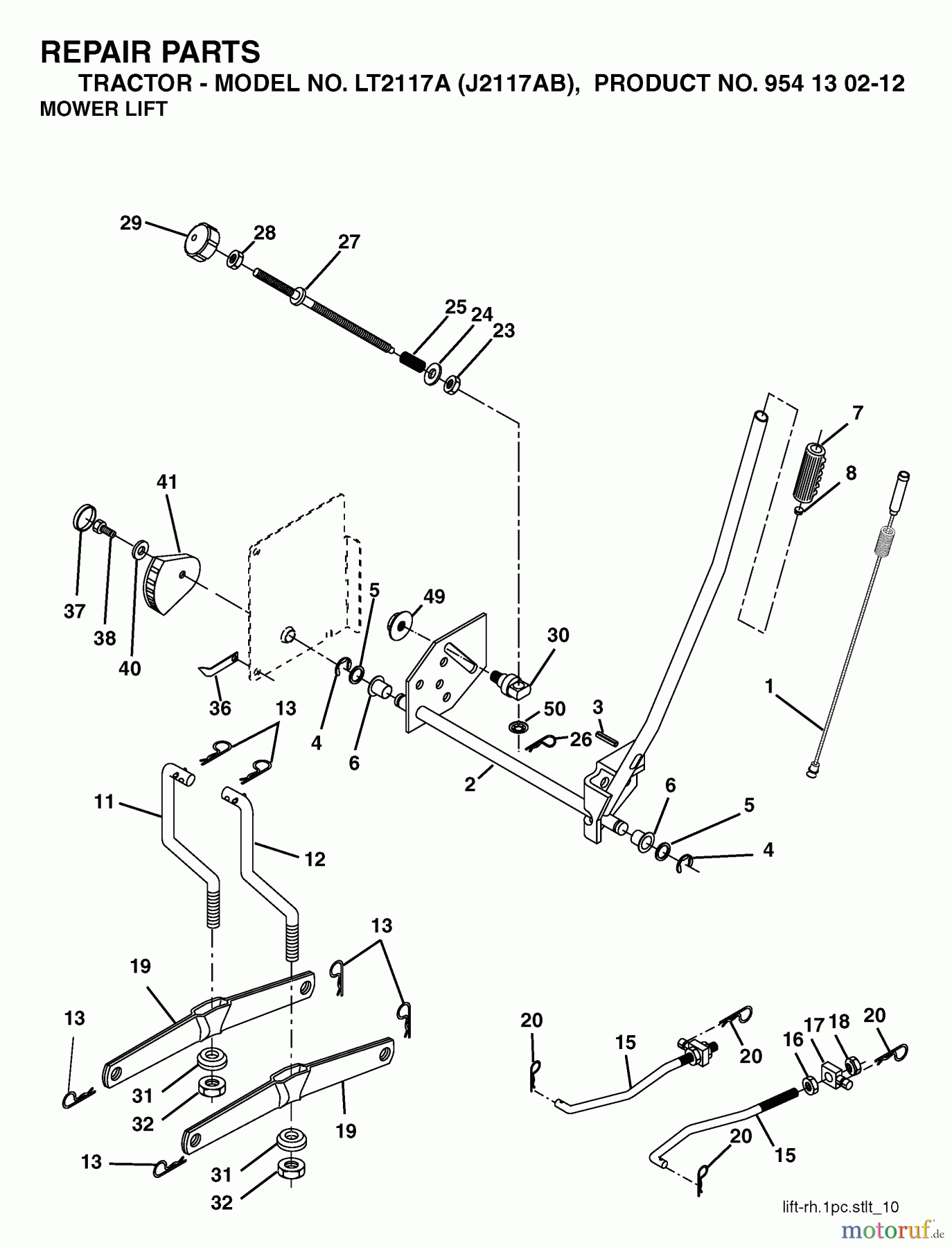 Jonsered Rasen und Garten Traktoren LT2117 A (J2117AB, 954130212) - Jonsered Lawn & Garden Tractor (2004-01) MOWER LIFT / DECK LIFT