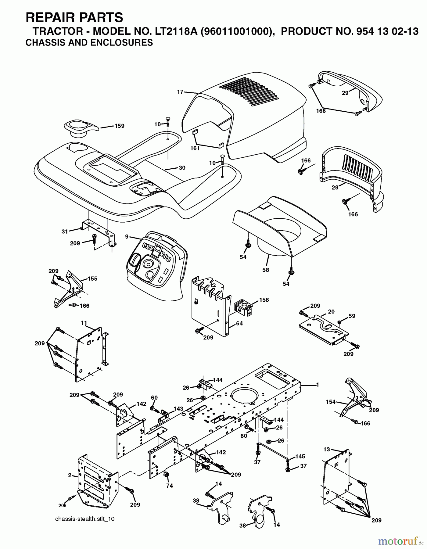 Jonsered Rasen und Garten Traktoren LT2118 A (96011001000) - Jonsered Lawn & Garden Tractor (2005-01) CHASSIS ENCLOSURES