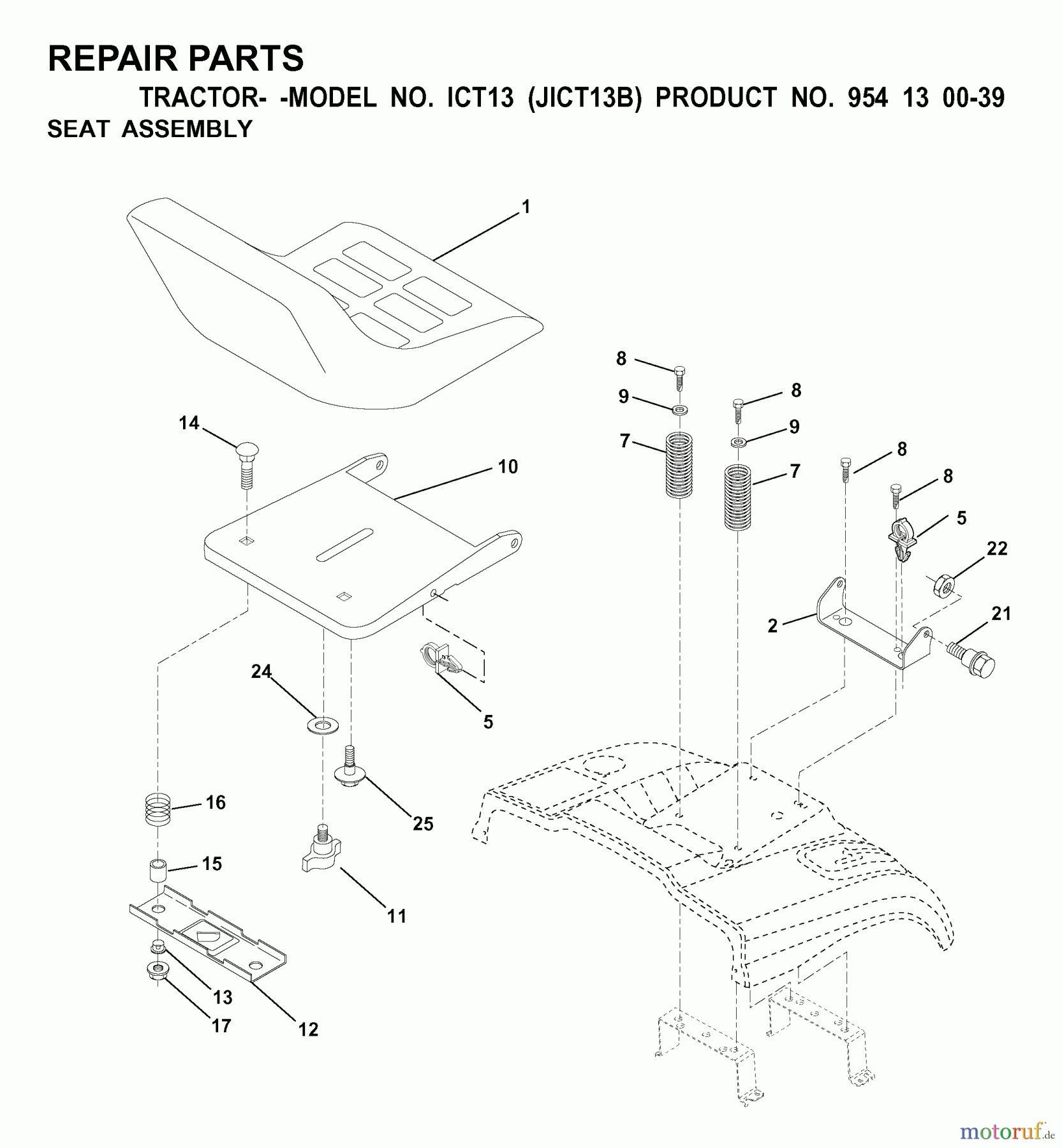 Jonsered Rasen und Garten Traktoren ICT13 (JICT13B, 954130039) - Jonsered Lawn & Garden Tractor (2000-02) SEAT