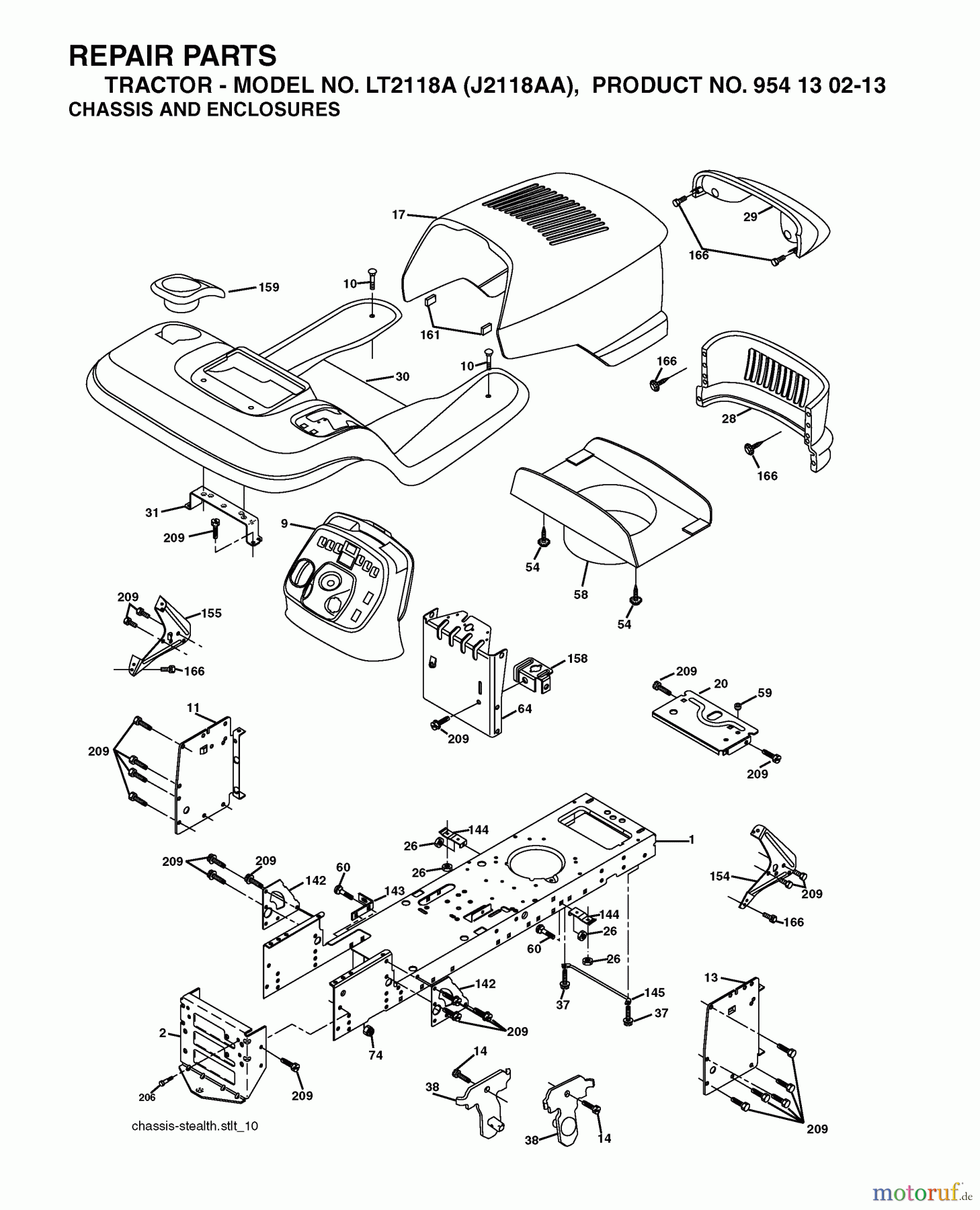 Jonsered Rasen und Garten Traktoren LT2118 A (J2118AA, 954130213) - Jonsered Lawn & Garden Tractor (2004-01) CHASSIS ENCLOSURES