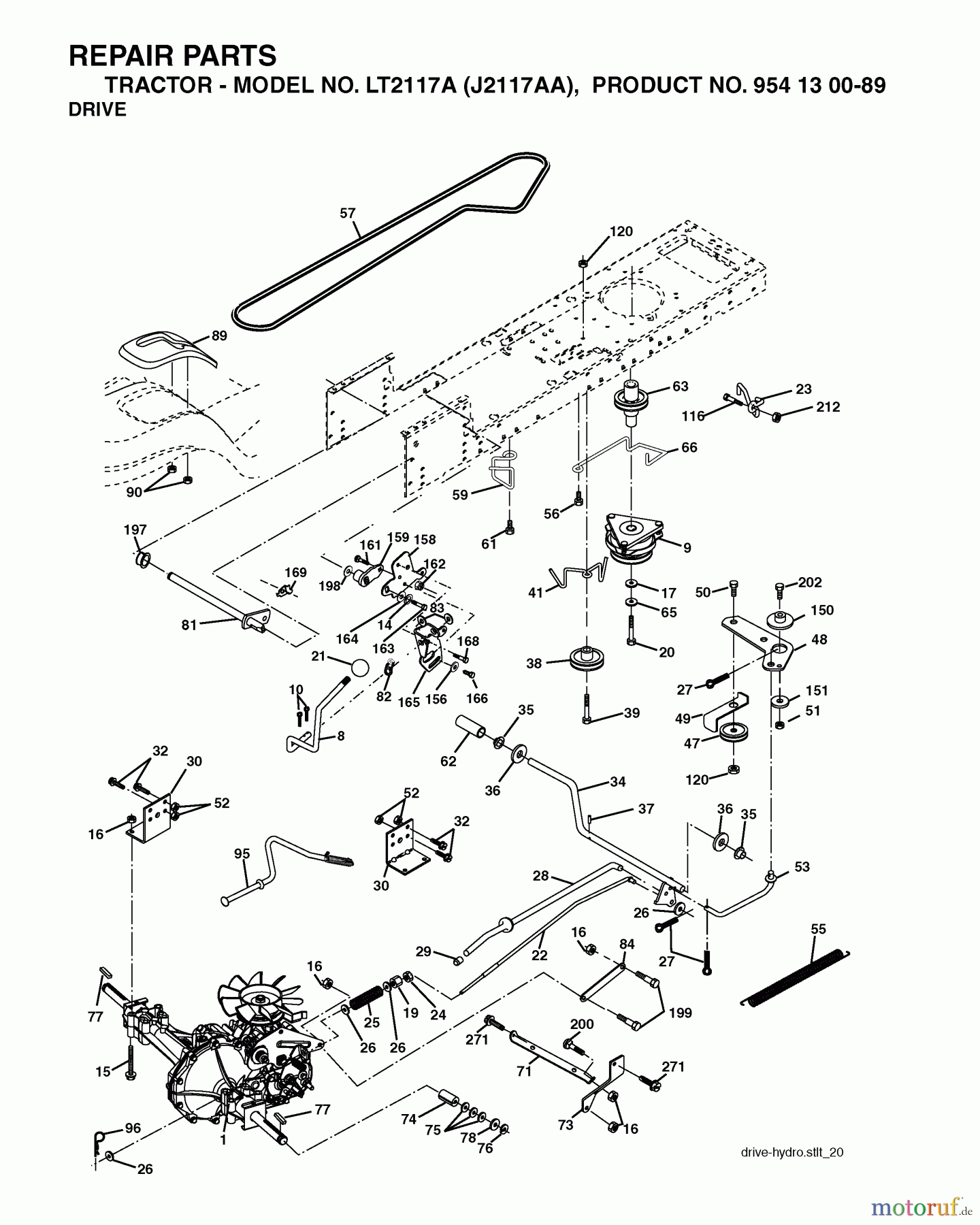 Jonsered Rasen und Garten Traktoren LT2118 A (J2118AA, 954130213) - Jonsered Lawn & Garden Tractor (2004-01) DRIVE