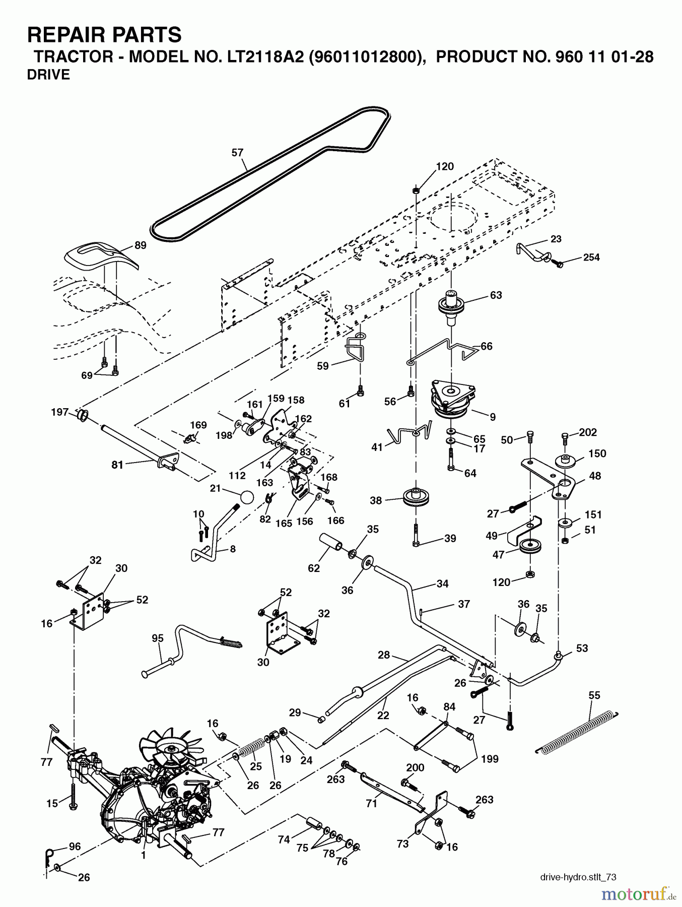 Jonsered Rasen und Garten Traktoren LT2118 A2 (96011012800) - Jonsered Lawn & Garden Tractor (2006-02) DRIVE