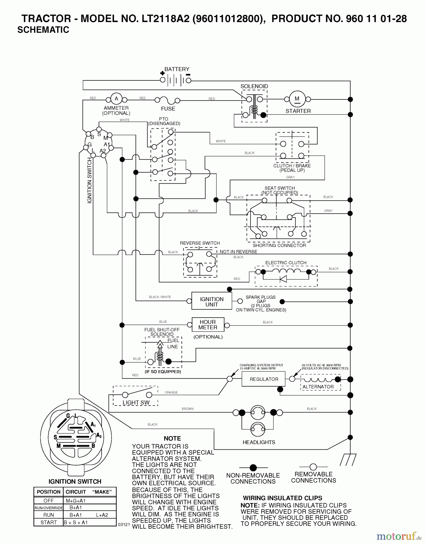 Jonsered Rasen und Garten Traktoren LT2118 A2 (96011012800) - Jonsered Lawn & Garden Tractor (2006-02) SCHEMATIC