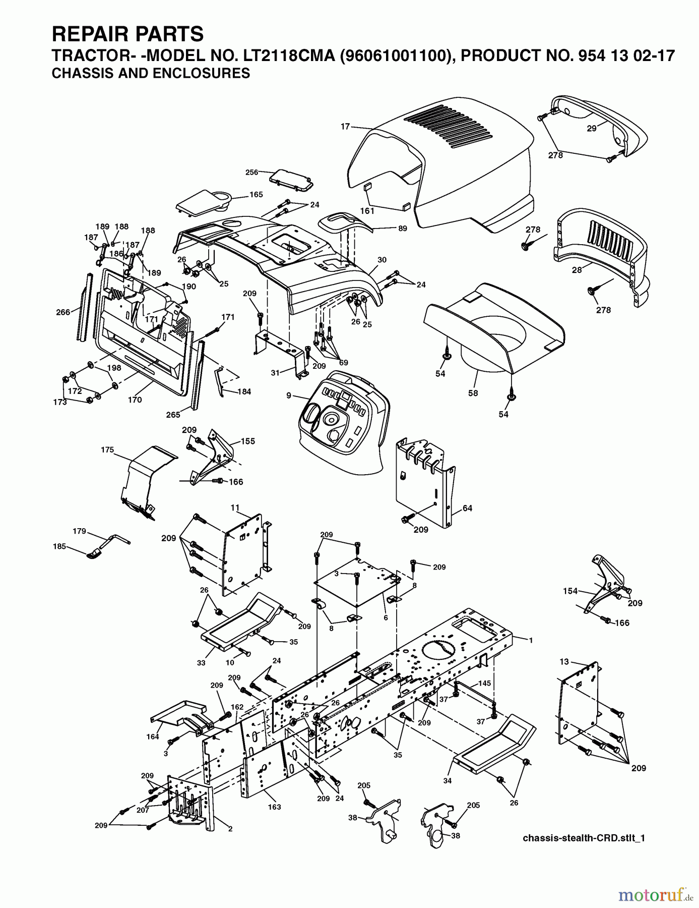 Jonsered Rasen und Garten Traktoren LT2118 CMA (96061001100) - Jonsered Lawn & Garden Tractor (2005-01) CHASSIS ENCLOSURES