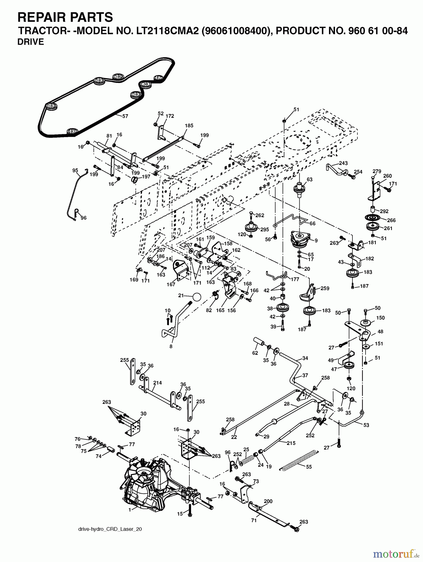 Jonsered Rasen und Garten Traktoren LT2118 CMA2 (96061008400) - Jonsered Lawn & Garden Tractor (2006-01) DRIVE
