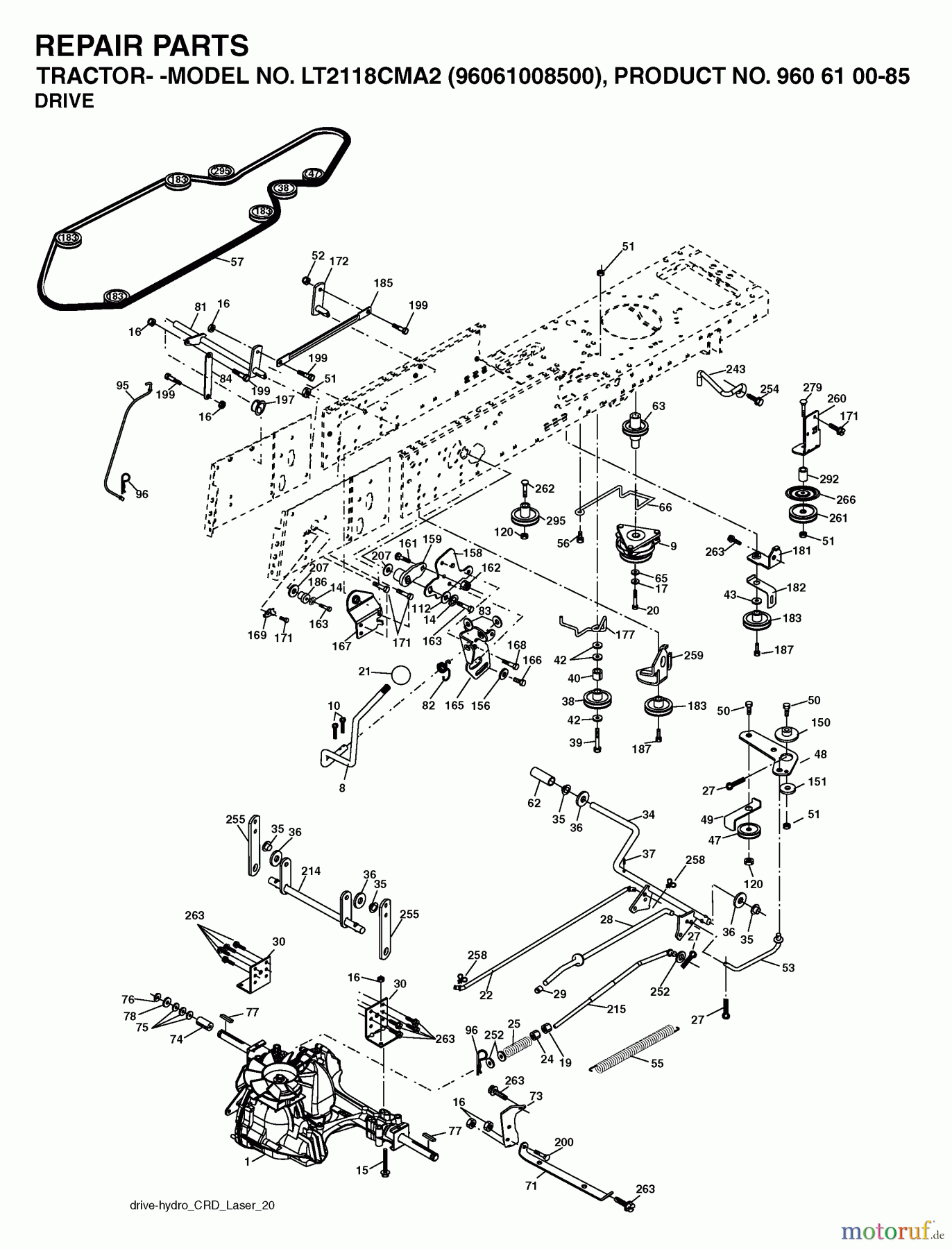 Jonsered Rasen und Garten Traktoren LT2118 CMA2 (96061008500) - Jonsered Lawn & Garden Tractor (2006-04) DRIVE