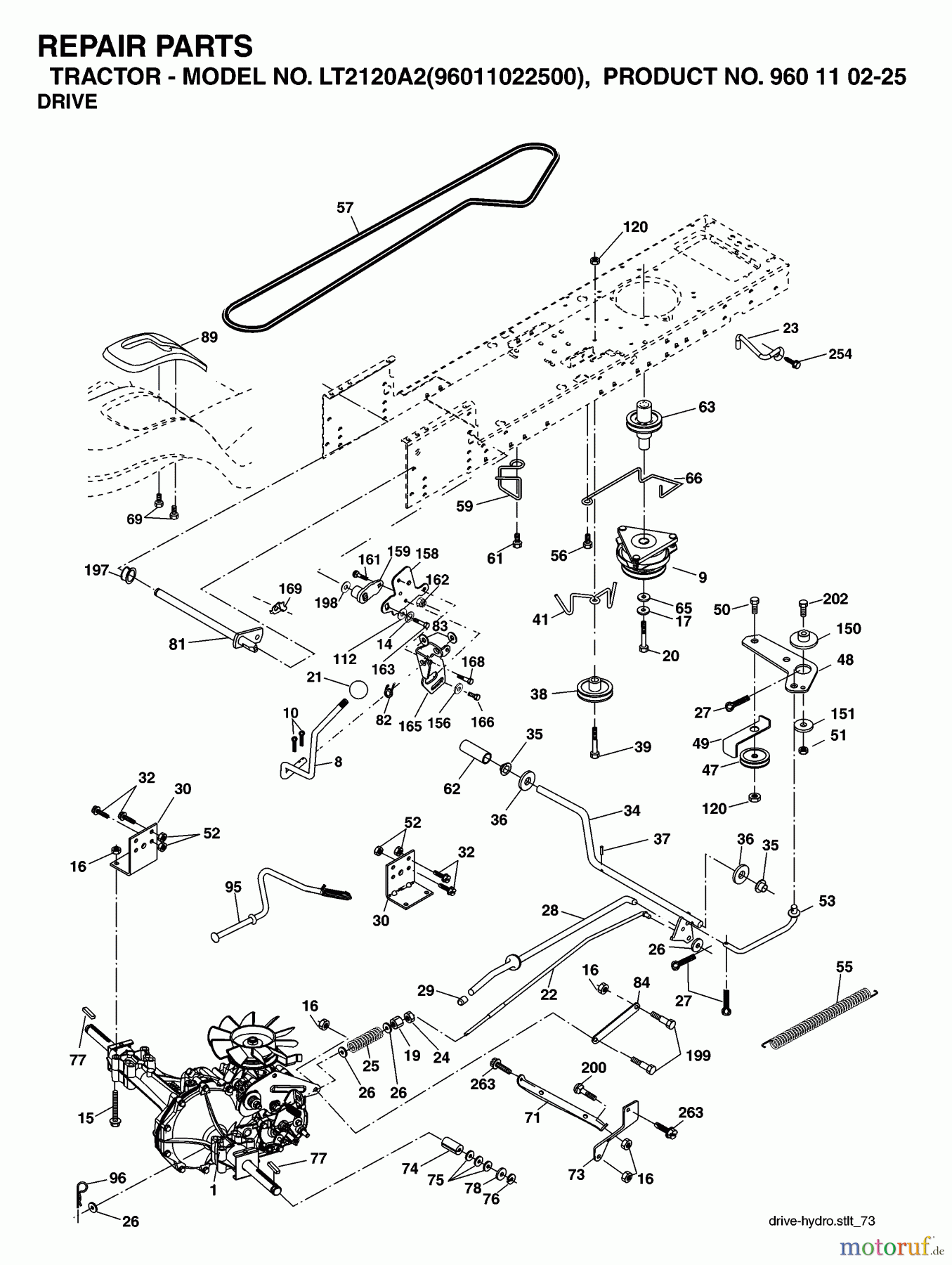 Jonsered Rasen und Garten Traktoren LT2120 A2 (96011022500) - Jonsered Lawn & Garden Tractor (2006-03) DRIVE